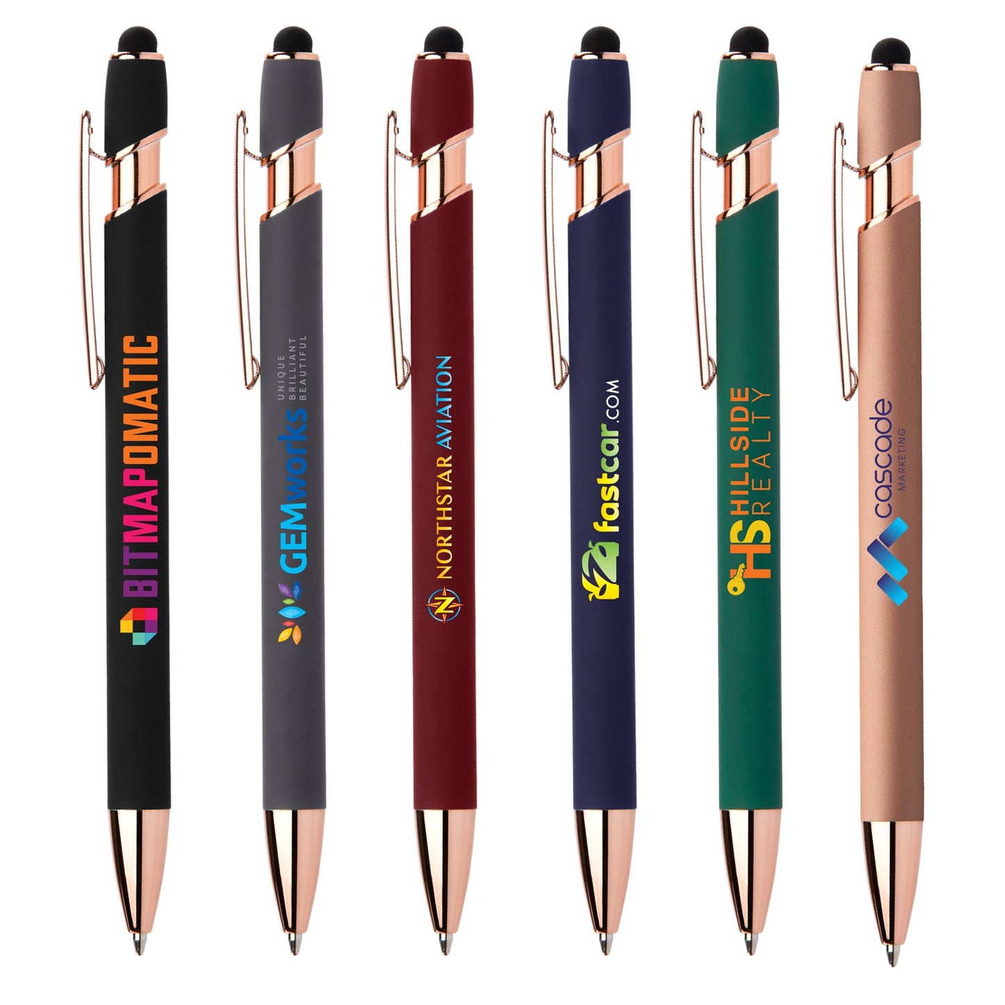 Assorted (Barrel) Ellipse Gel Softy Rose Gold w/Stylus