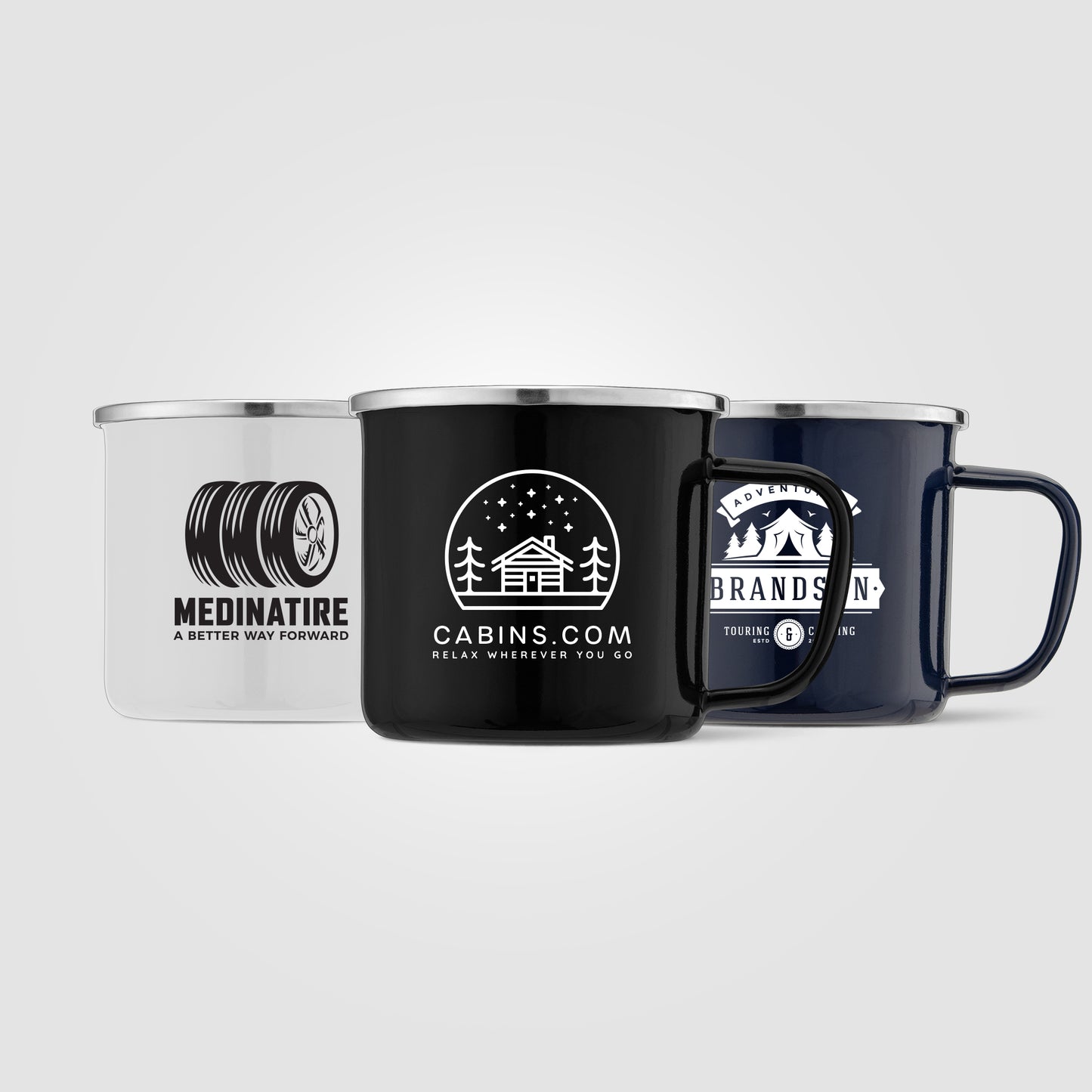 Wyoming - 13 oz. Enamel-Coated Campfire Mug with Stainless Rim grouped