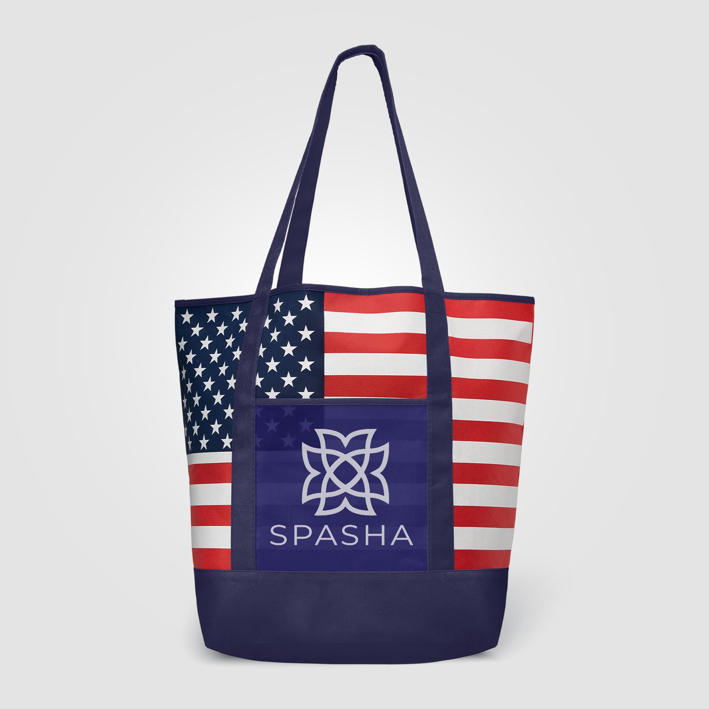 Dark Blue (Product) American Flag Non-Woven Tote Bag w/ 210D Pocket