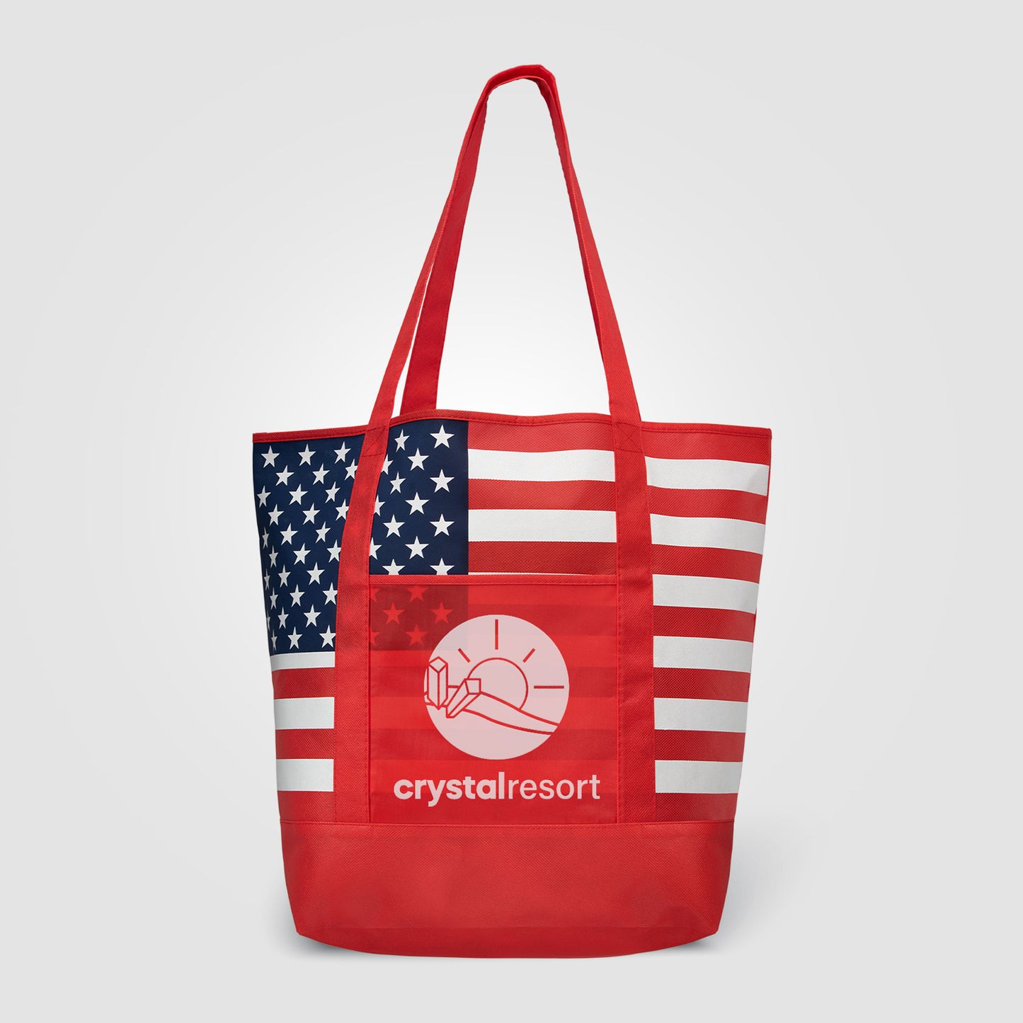 Red (Product) American Flag Non-Woven Tote Bag w/ 210D Pocket