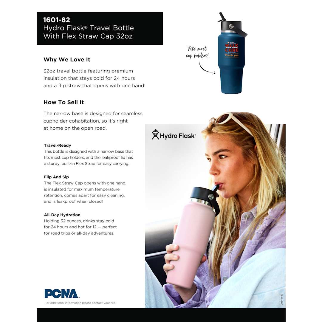 Black Hydro Flask® Travel Bottle w/ Flex Straw Cap 32oz