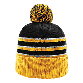 BLACK/GOLD/WHITE Richardson Stripe Pom Baenie