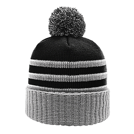 BLACK/GRAY/WHITE Richardson Stripe Pom Baenie