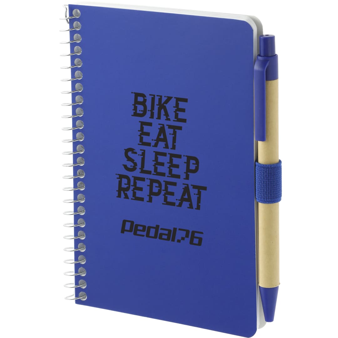 Blue 4" x 6" FSC® Mix Pocket Spiral Notebook with Pen