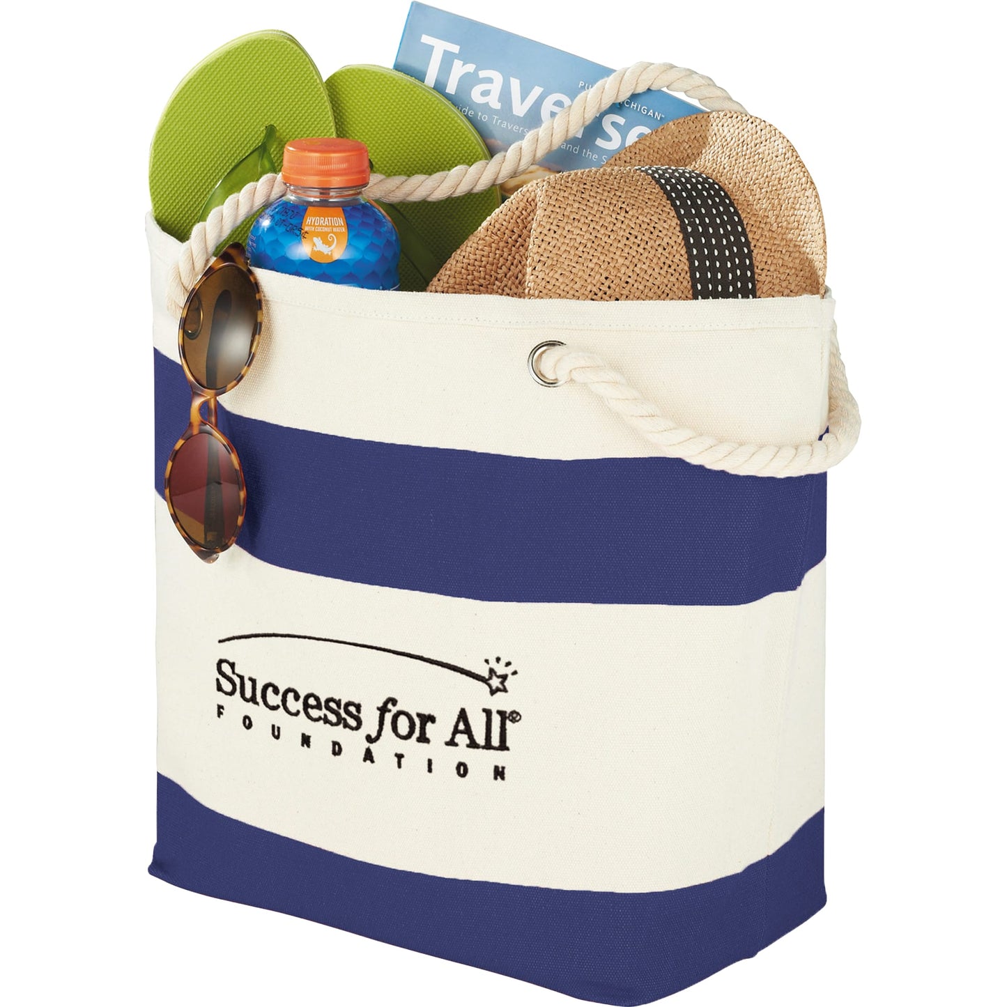 Blue Capri Stripes 12oz Cotton Canvas Shopper Tote