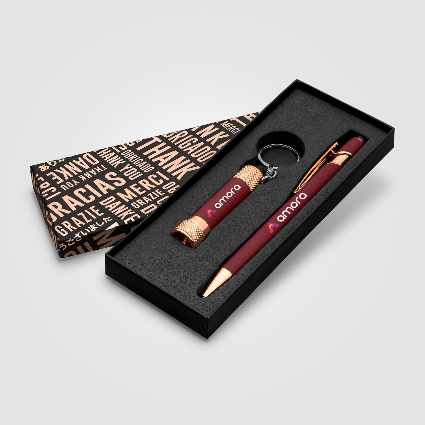 Burgundy (Product 1 Color) Ellipse & Chroma Softy Rose Gold Classic Thank You Gift Set