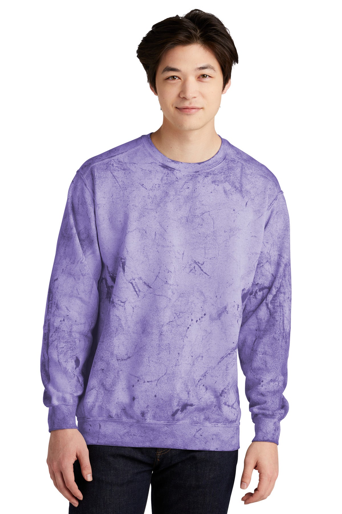 Front View of Amethyst Comfort Colors Color Blast Crewneck Sweatshirt 1545