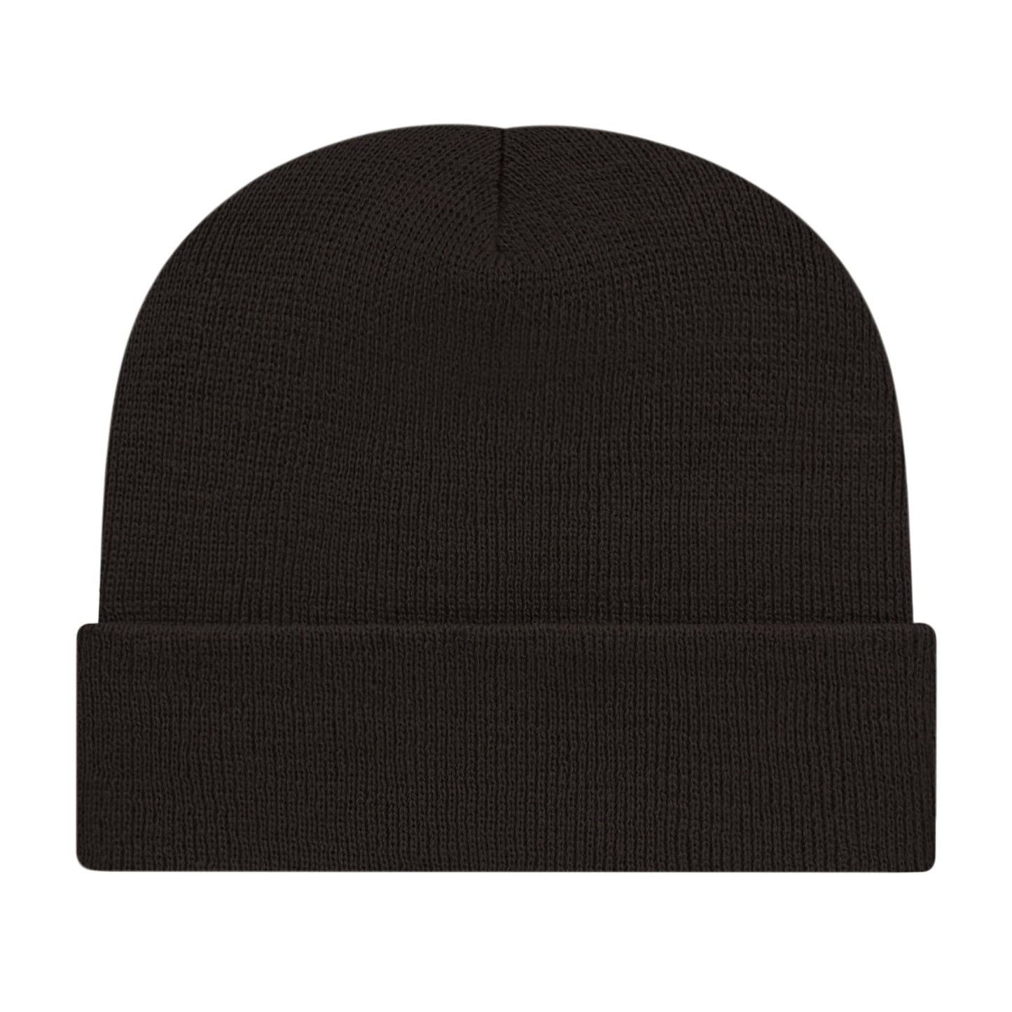 Front View of Black Cap America Knit Cap with Cuff plain