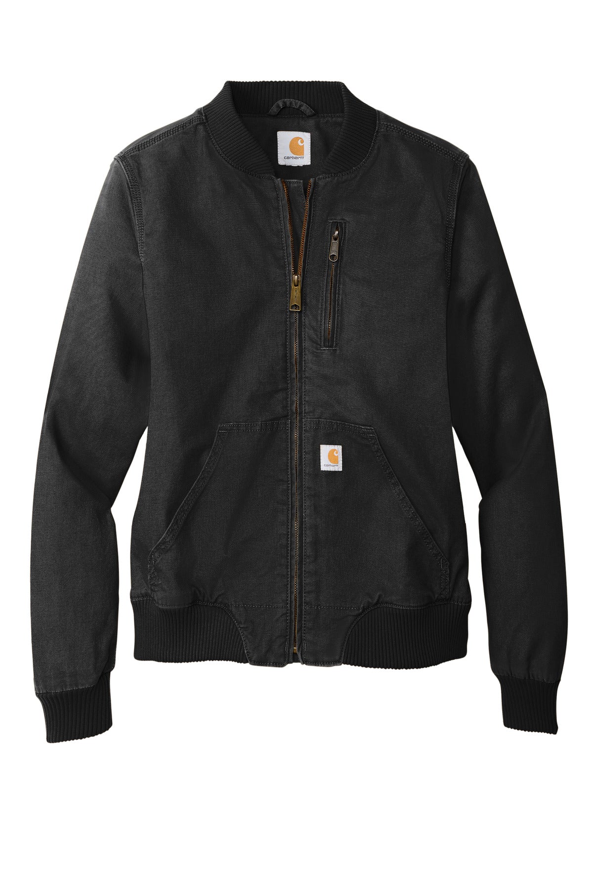 Front View of Black Carhartt Women's Rugged Flex Crawford Jacket CT102524