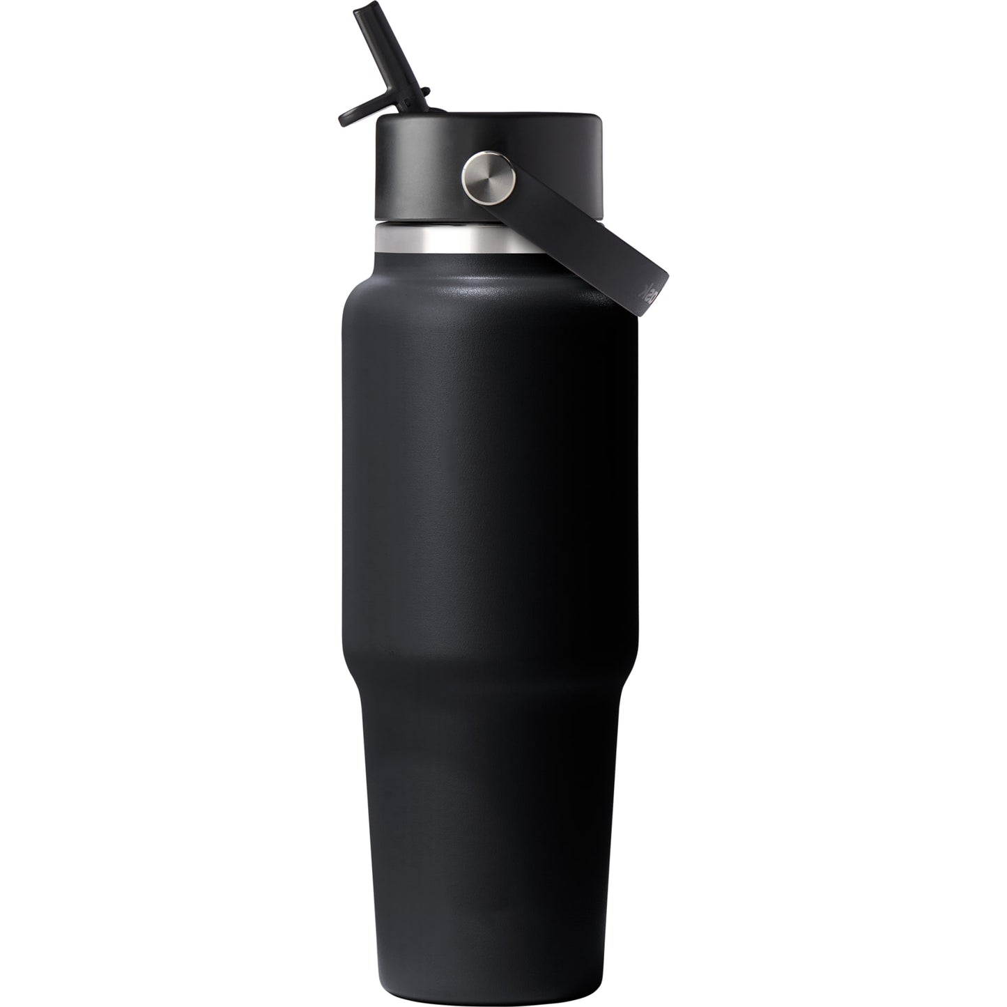 Front View of Black Hydro Flask® Travel Bottle w/ Flex Straw Cap 32oz plain