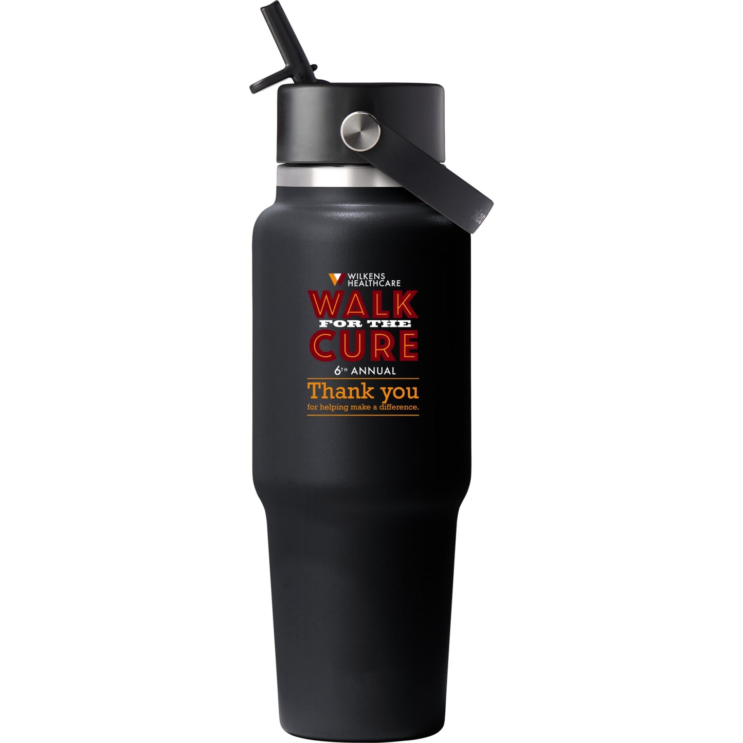 Front View of Black Hydro Flask® Travel Bottle w/ Flex Straw Cap 32oz