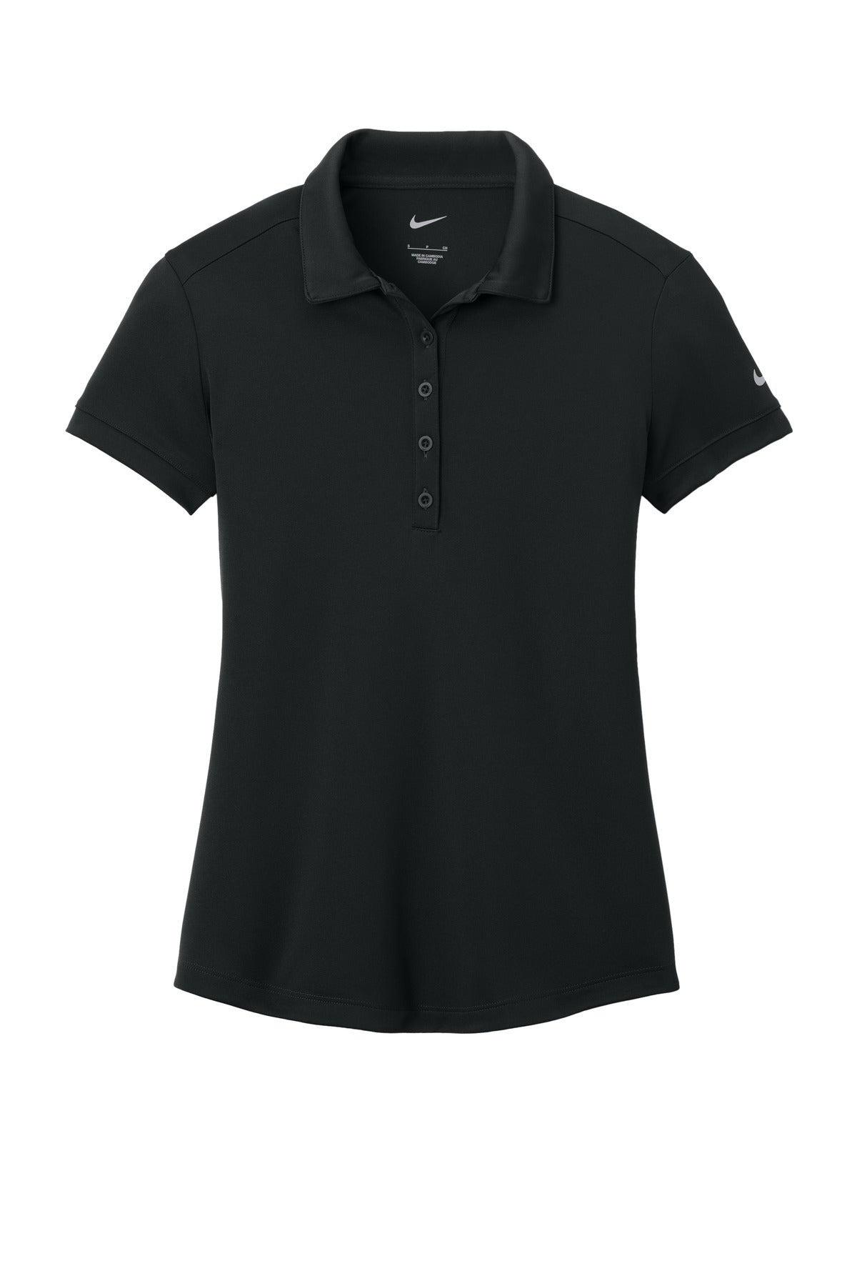Front View of Black Nike Women's Dri-FIT Players Modern Fit Polo. 811807