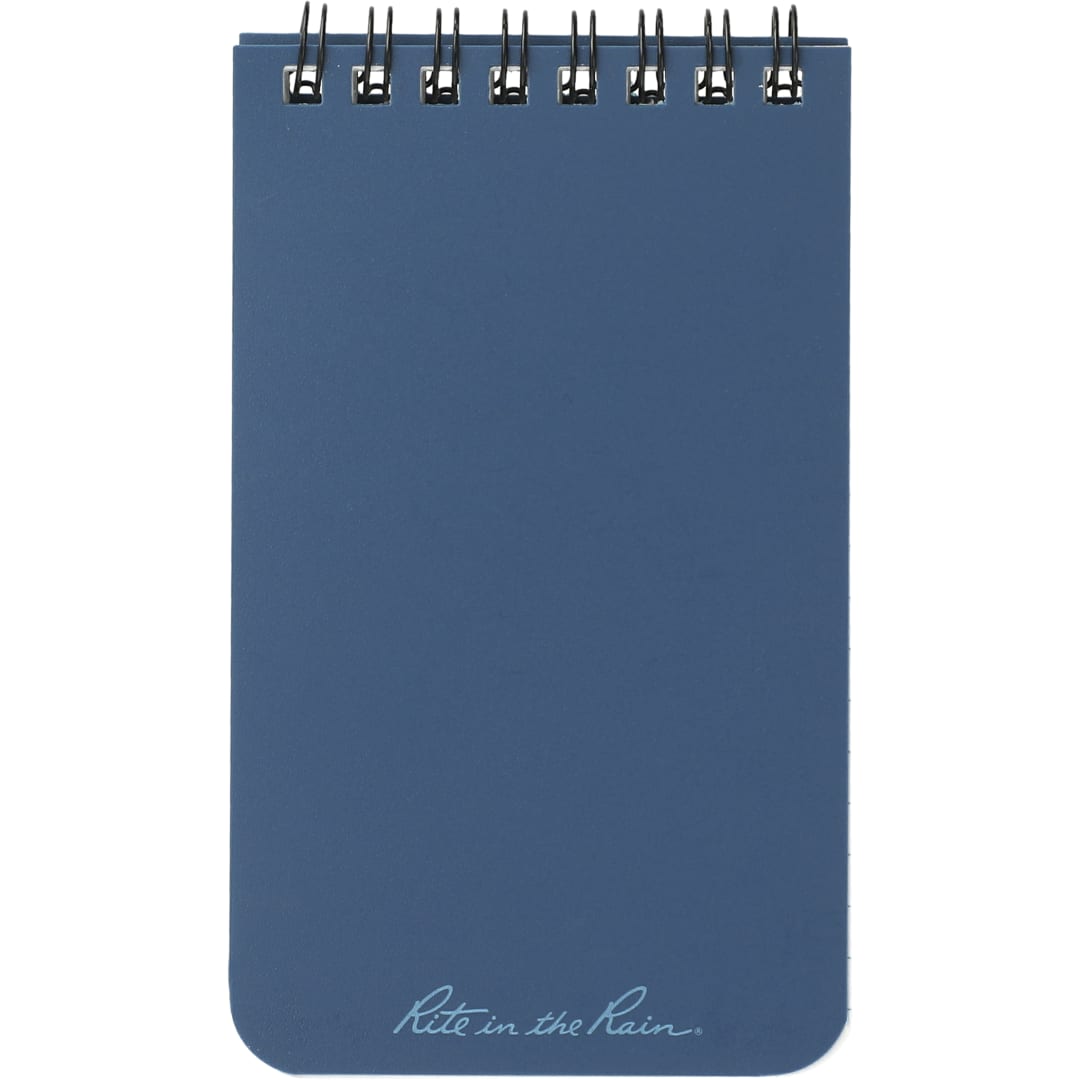 Front View of Blue 3” x 5” Rite in the Rain Top Spiral Notebook plain