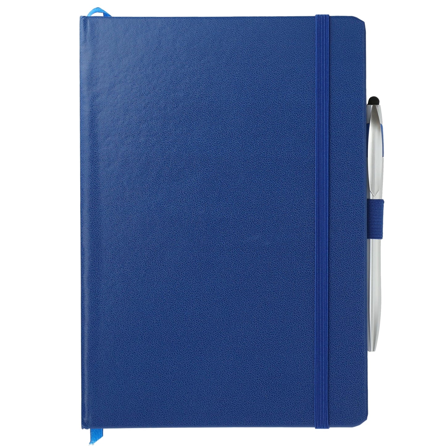 Front View of Blue 6" x 8.5" FSC® Mix Crown Journal with Pen-Stylus plain