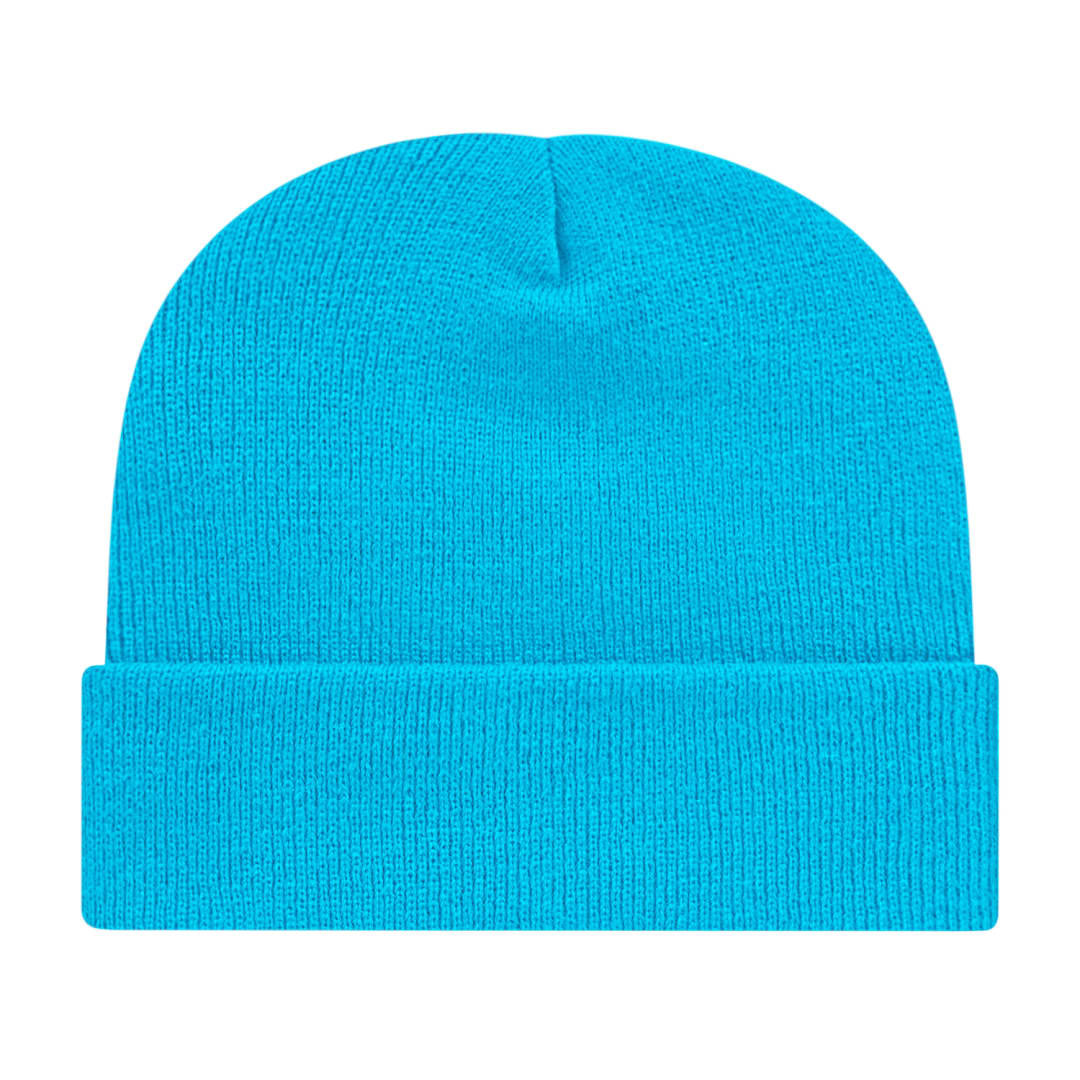 Front View of Blue Cap America Knit Cap with Cuff plain