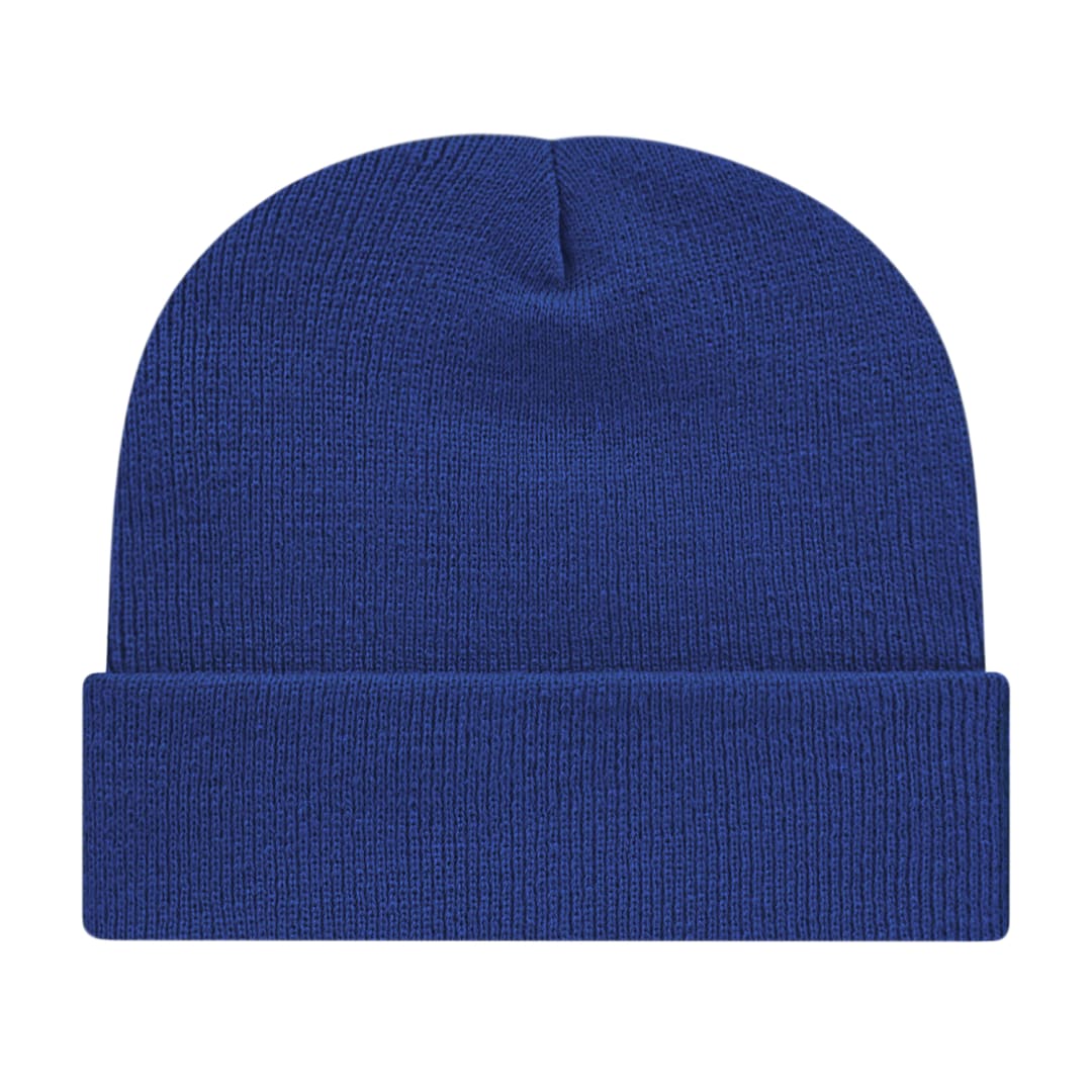 Front View of Blue Cap America Knit Cap with Cuff plain