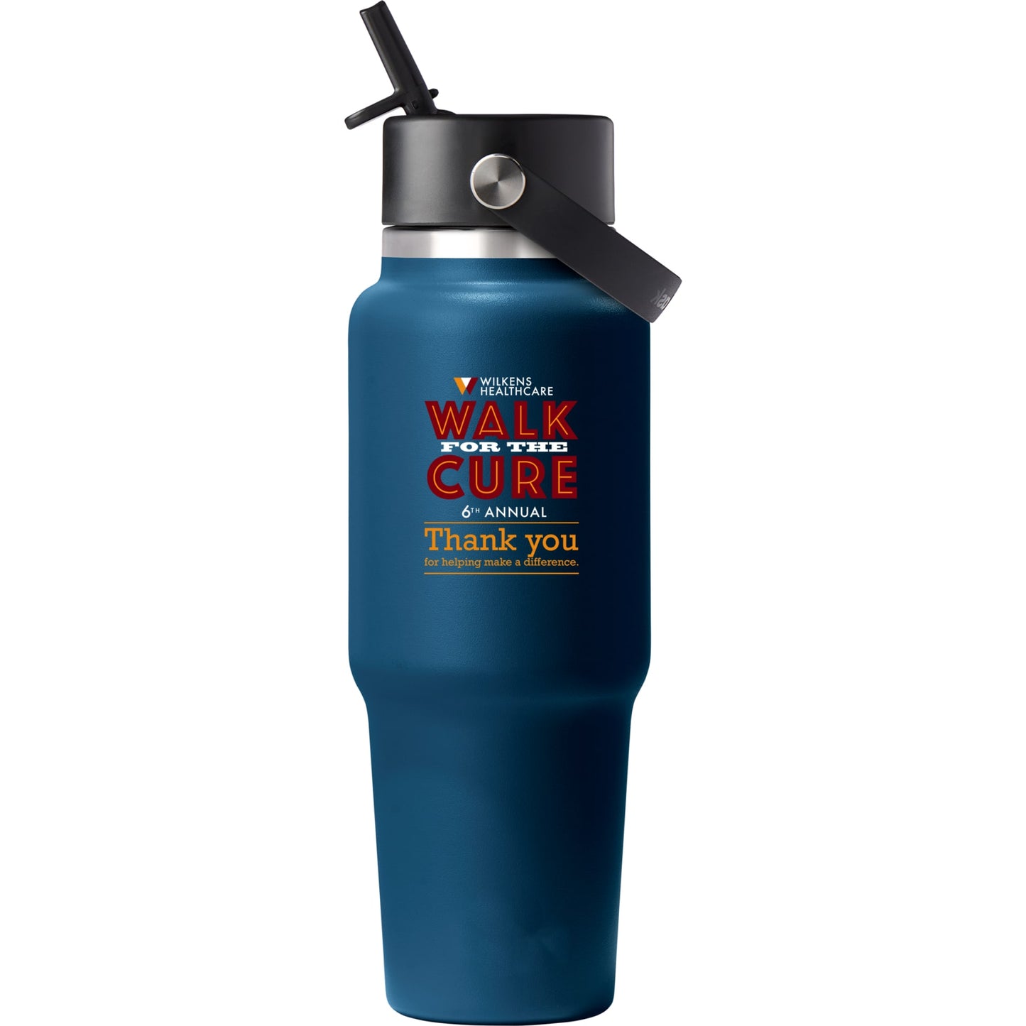 Front View of Blue Hydro Flask® Travel Bottle w/ Flex Straw Cap 32oz