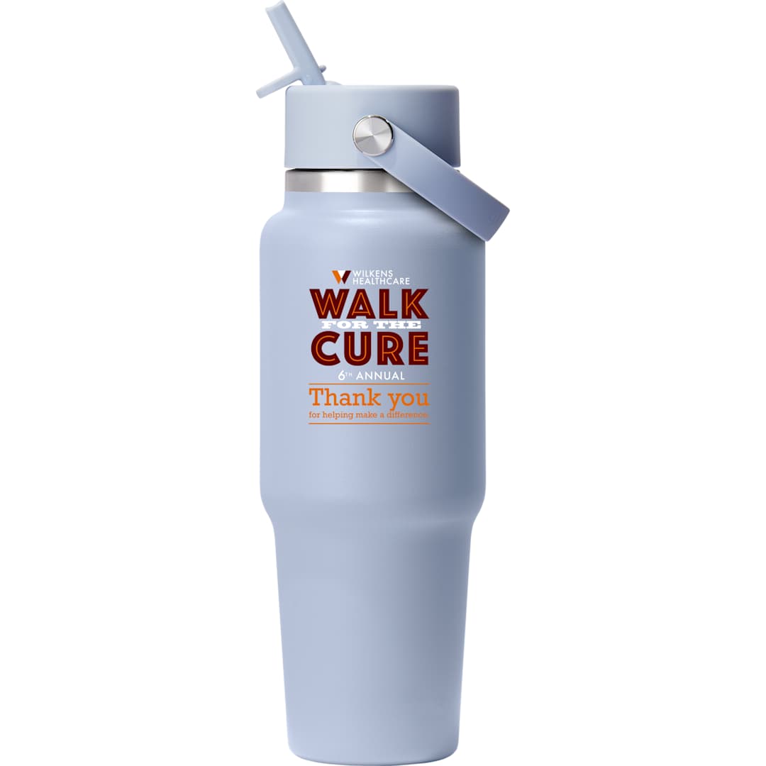 Front View of Blue Hydro Flask® Travel Bottle w/ Flex Straw Cap 32oz