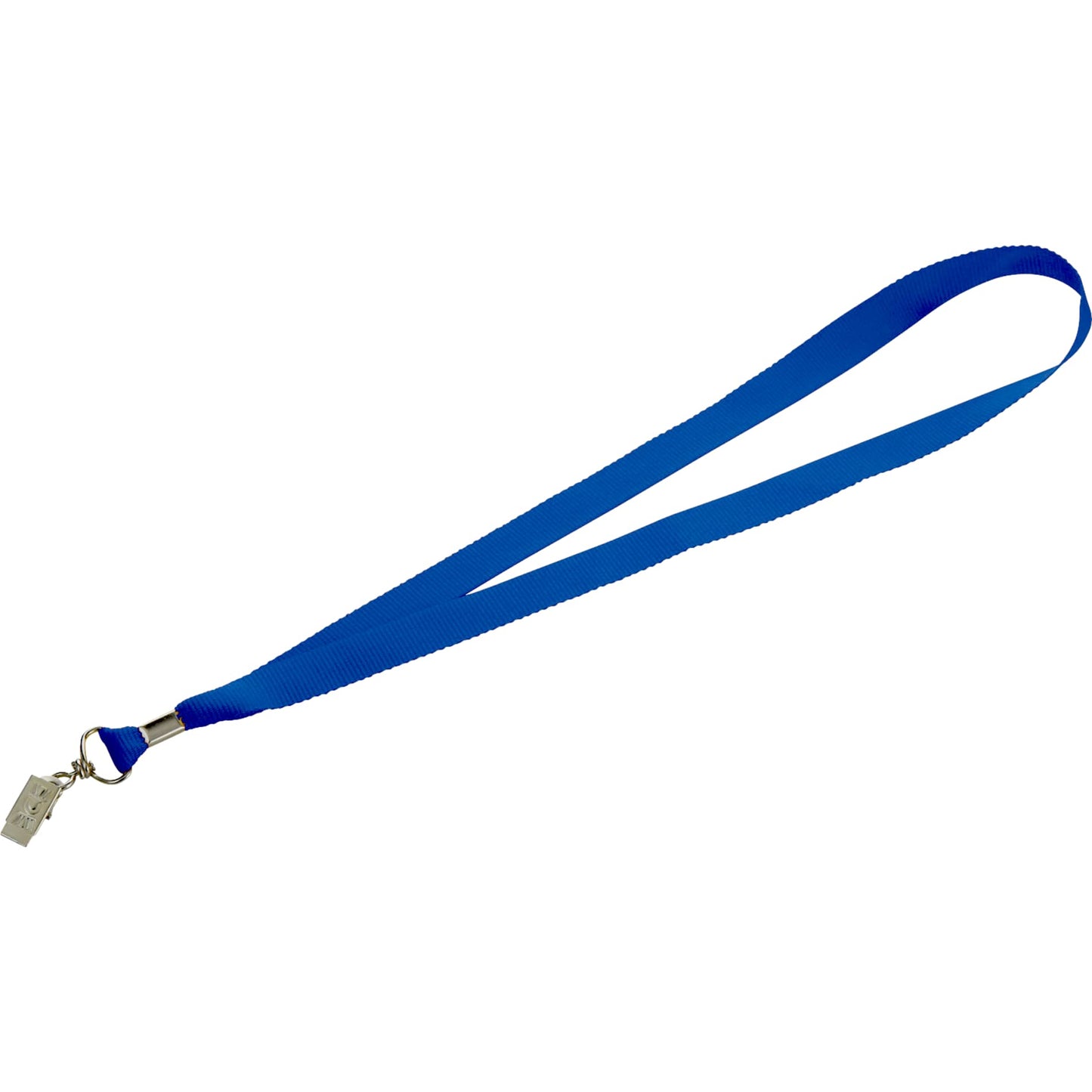 Front View of Blue Lanyard with Bulldog Clip plain