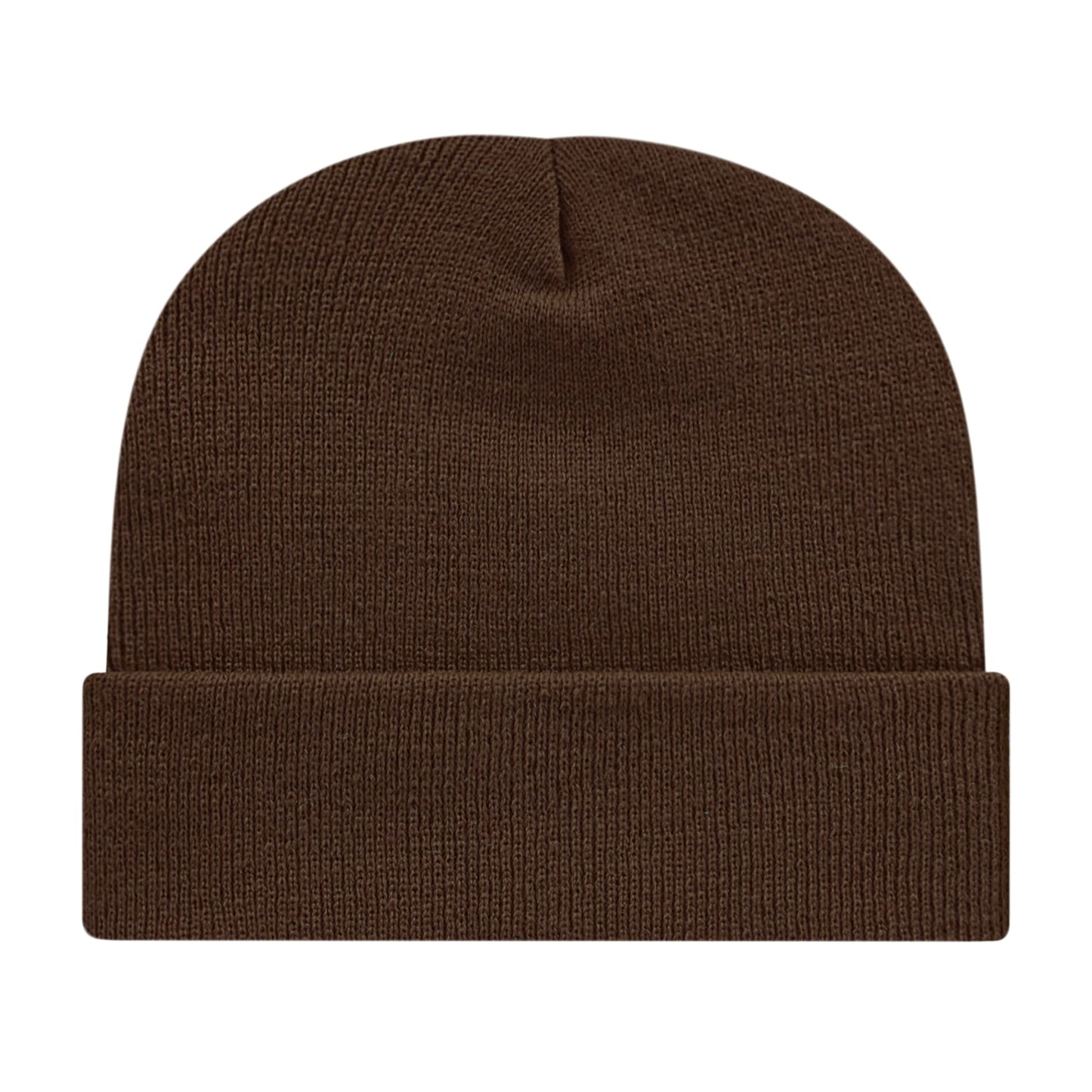 Front View of Brown Cap America Knit Cap with Cuff plain