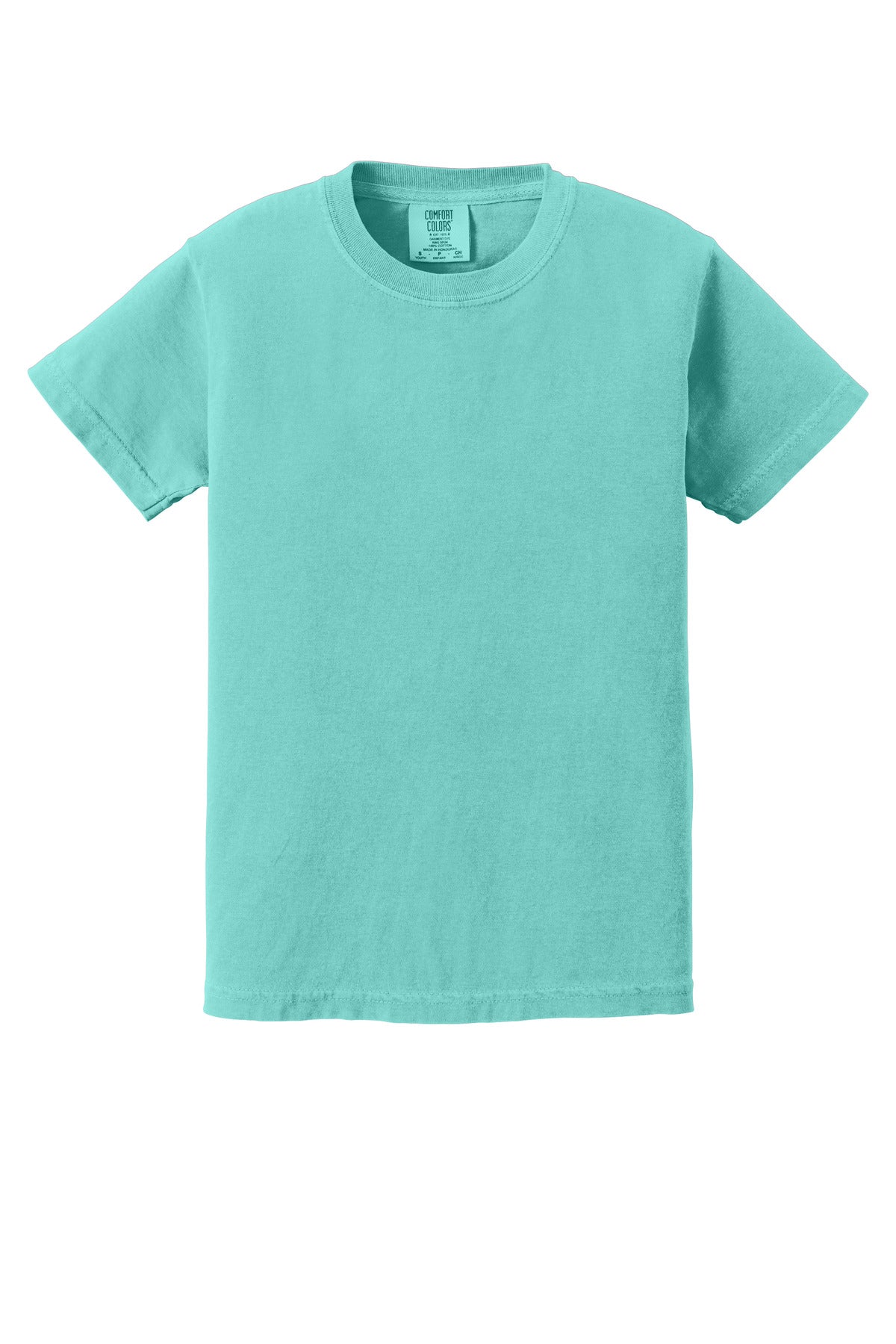 Front View of Chalky Mint COMFORT COLORS Youth Heavyweight Ring Spun Tee. 9018