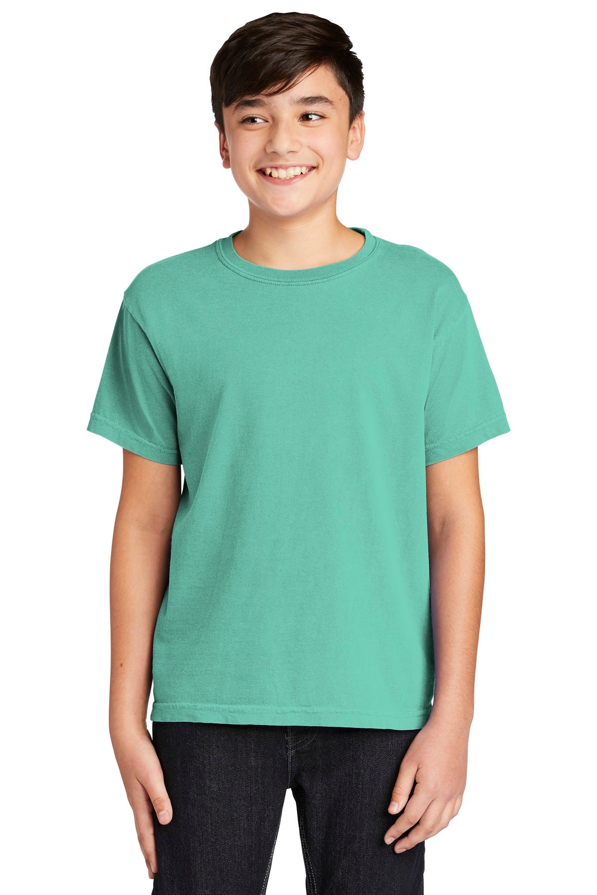 Front View of Chalky Mint COMFORT COLORS Youth Heavyweight Ring Spun Tee. 9018