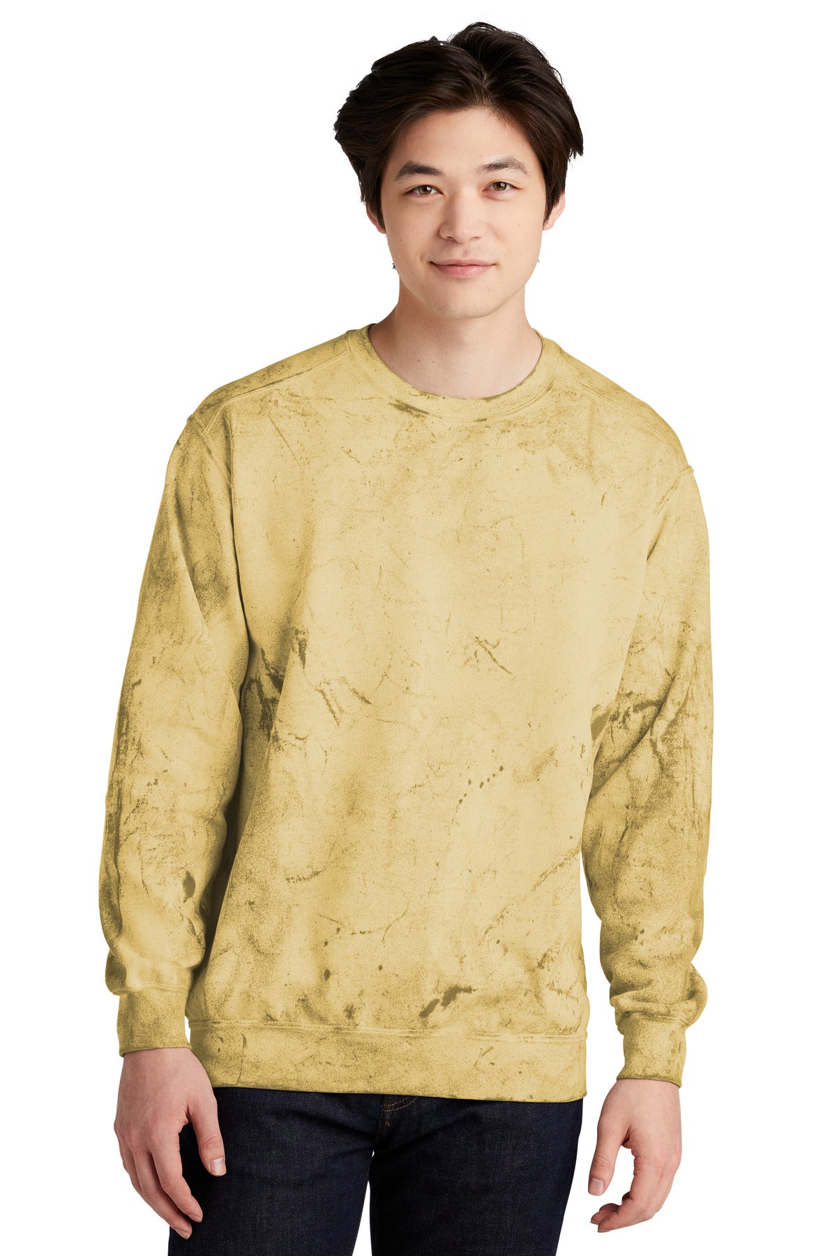 Front View of Citrine Comfort Colors Color Blast Crewneck Sweatshirt 1545