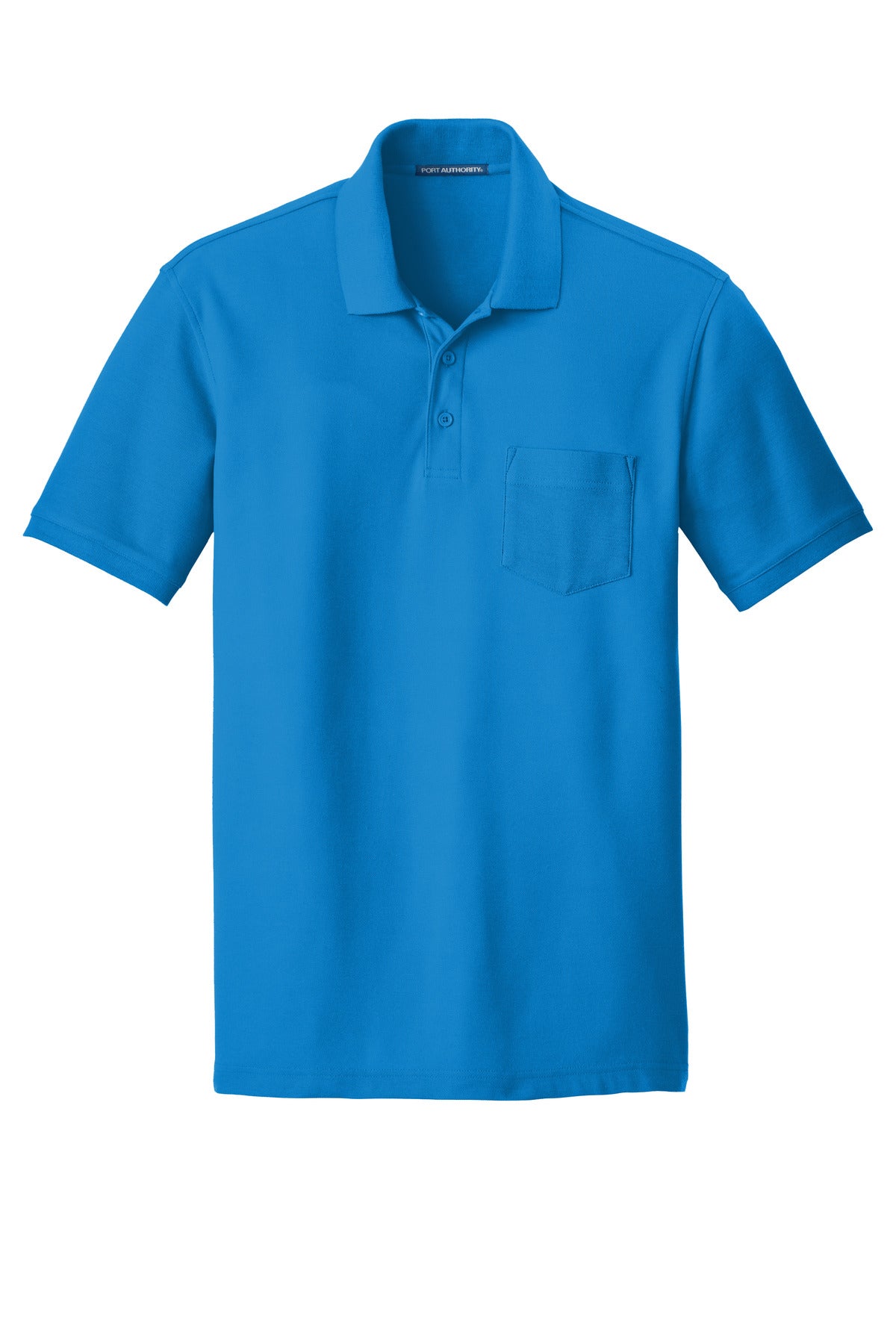 Front View of Coastal Blue Port Authority Core Classic Pique Pocket Polo. K100P