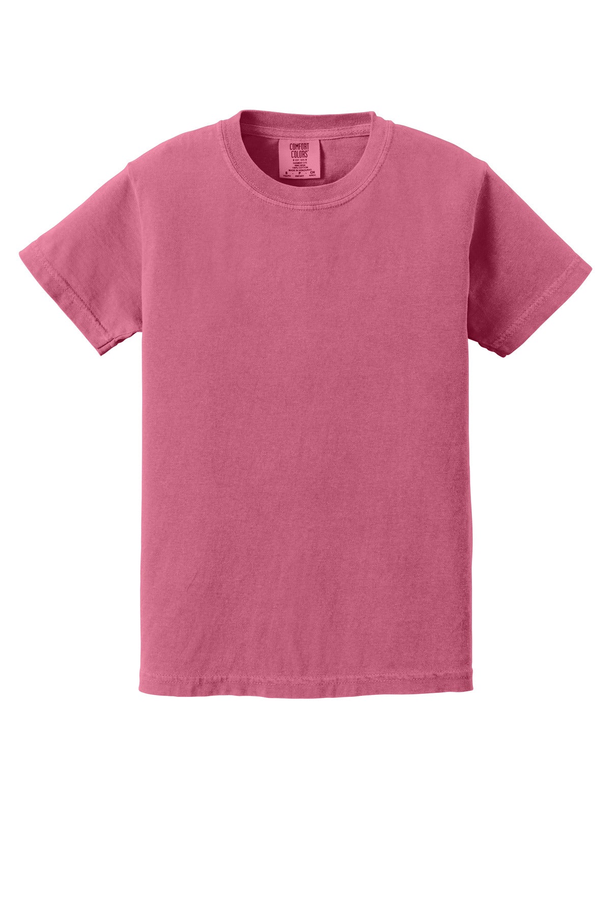 Front View of Crunchberry COMFORT COLORS Youth Heavyweight Ring Spun Tee. 9018