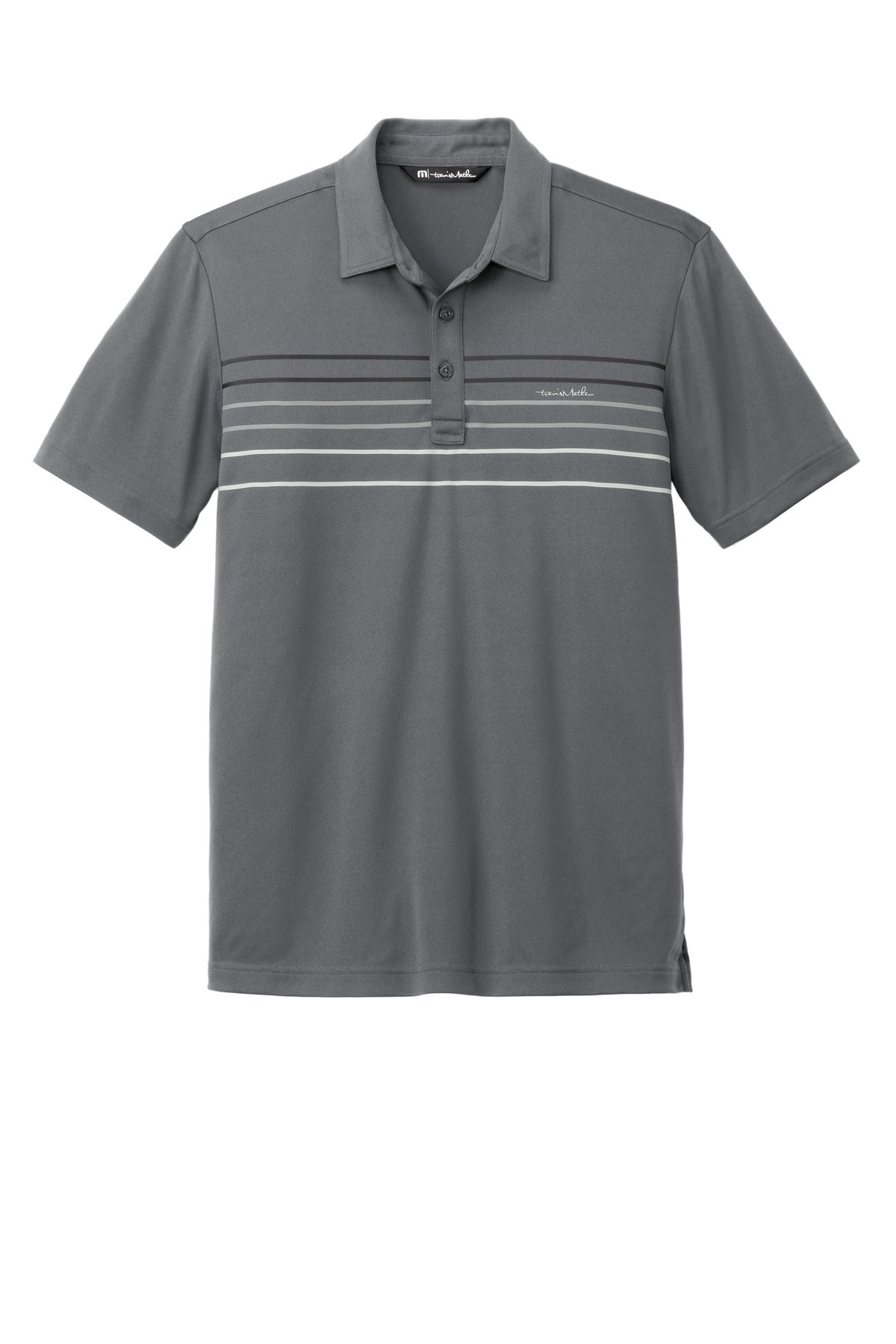 Front View of DarkGrey TravisMathew Coto Performance Chest Stripe Polo TM1MY400