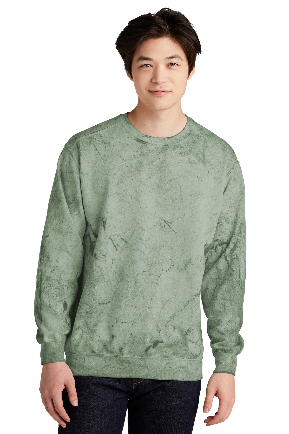 Front View of Fern Comfort Colors Color Blast Crewneck Sweatshirt 1545