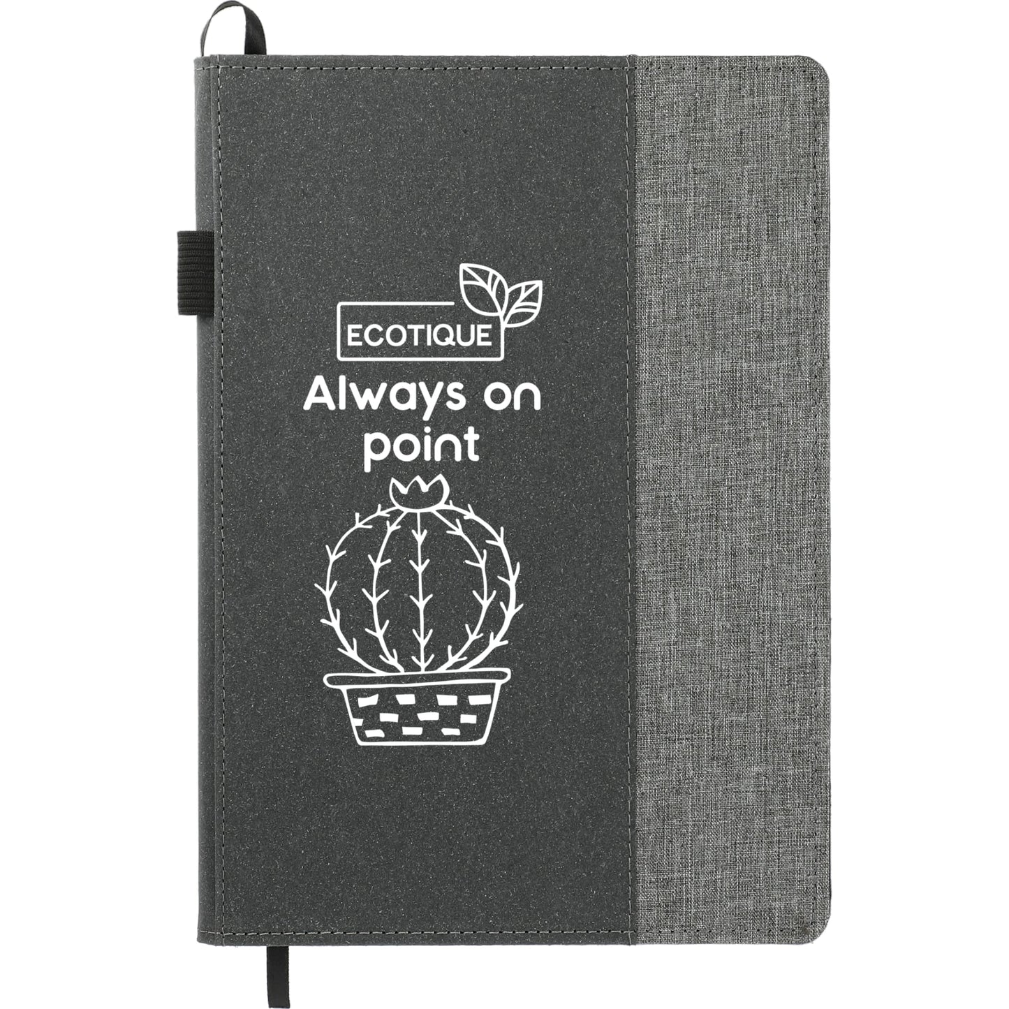 Front View of Gray 7" x 10" FSC® Mix Reclaim RPET Refillable Journal