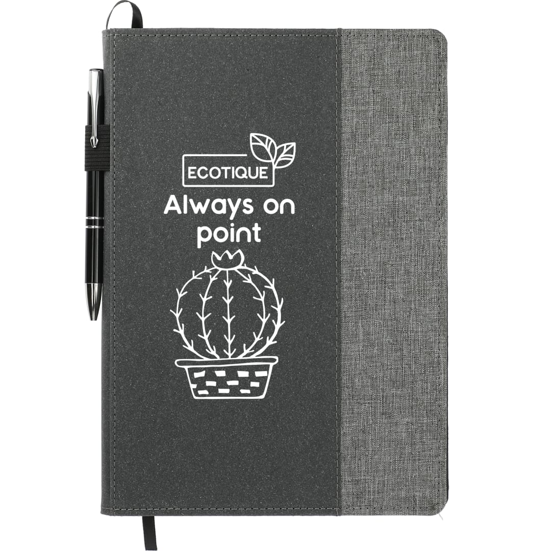 Front View of Gray 7" x 10" FSC® Mix Reclaim RPET Refillable Journal