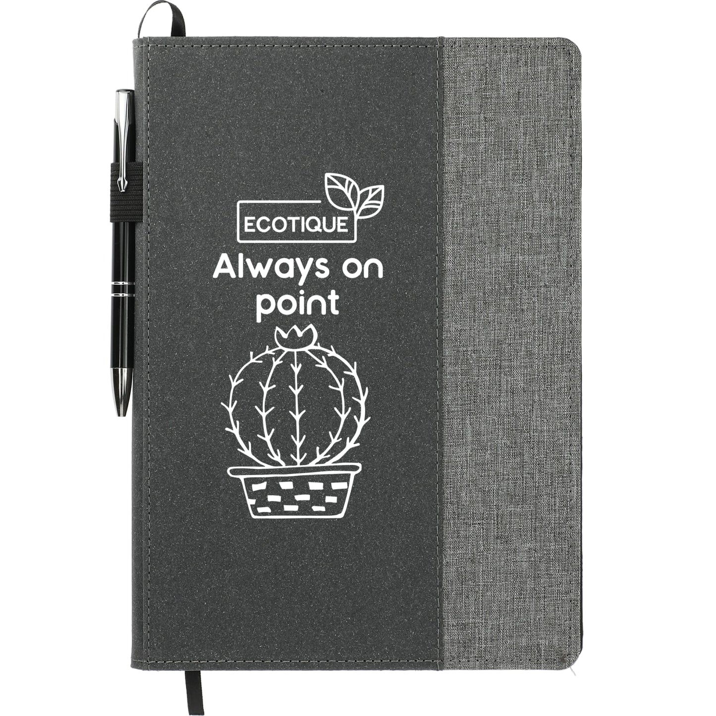 Front View of Gray 7" x 10" FSC® Mix Reclaim RPET Refillable Journal
