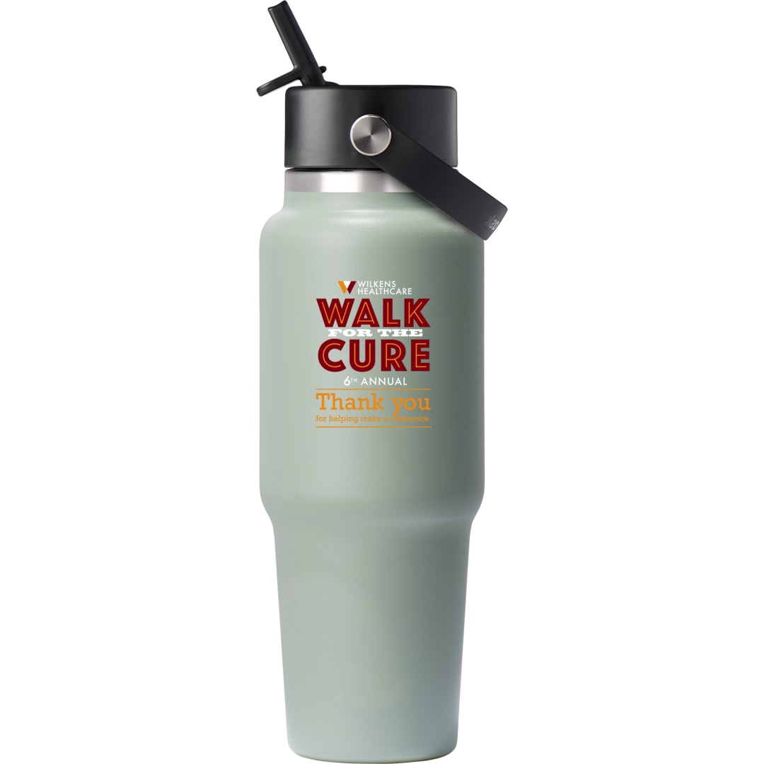 Front View of Green Hydro Flask® Travel Bottle w/ Flex Straw Cap 32oz