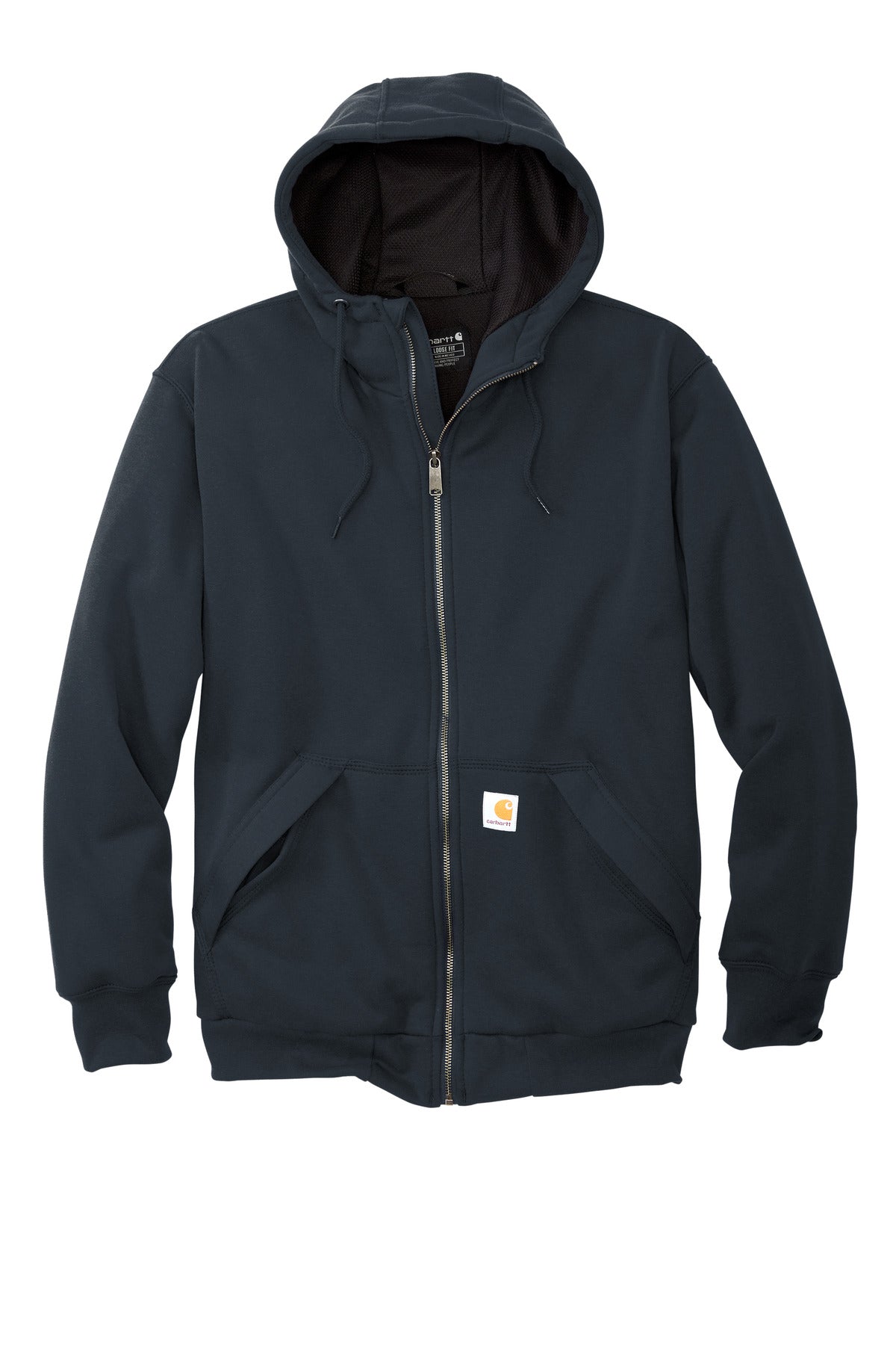 Front View of NewNavy Carhartt Midweight Thermal-Lined Full-Zip Sweatshirt CT104078