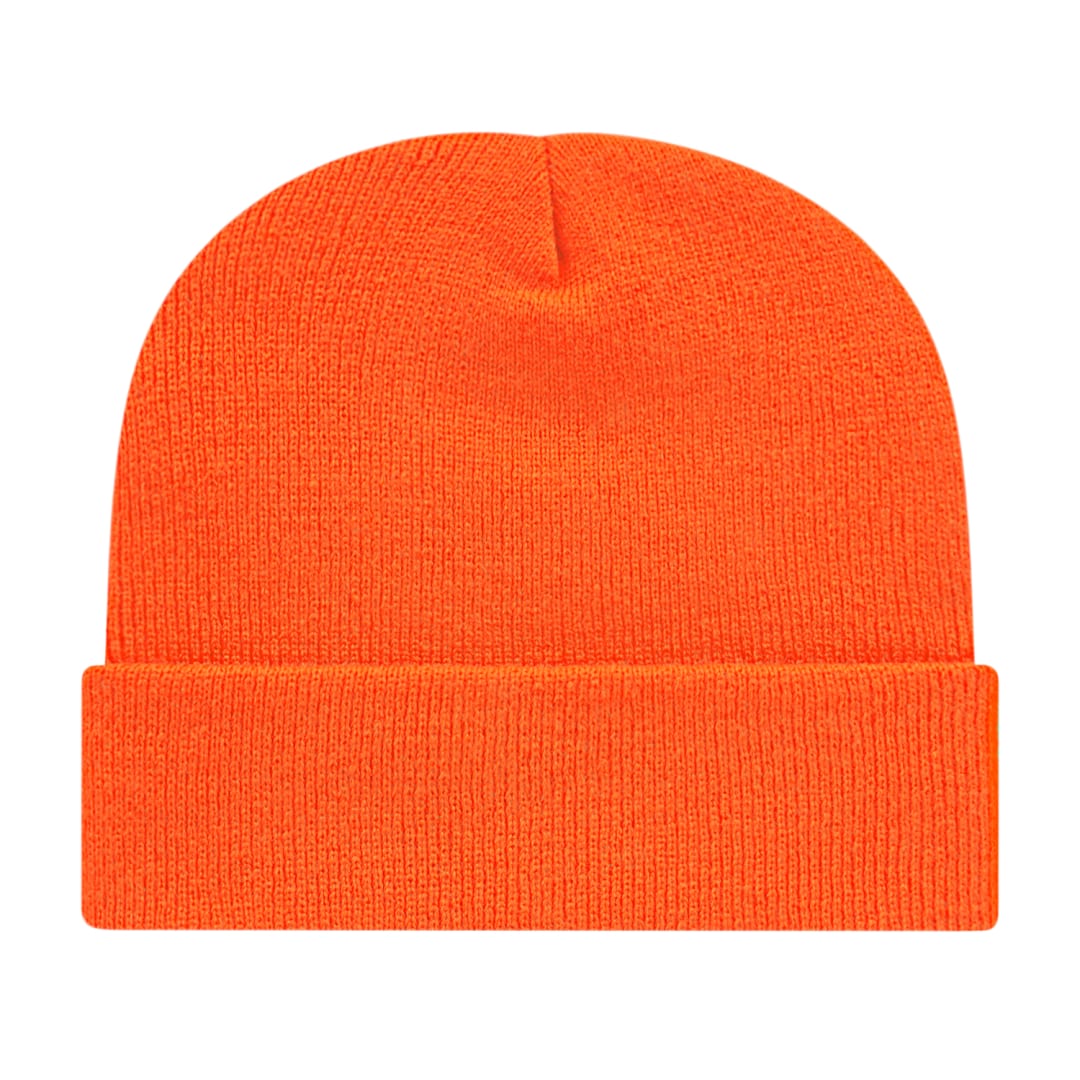 Front View of Orange Cap America Knit Cap with Cuff plain