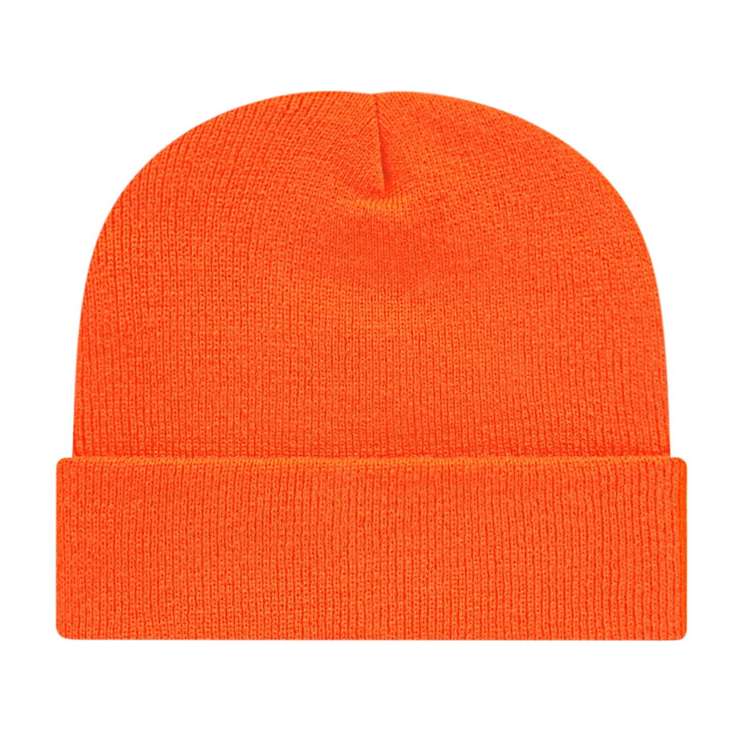 Front View of Orange Cap America Knit Cap with Cuff plain