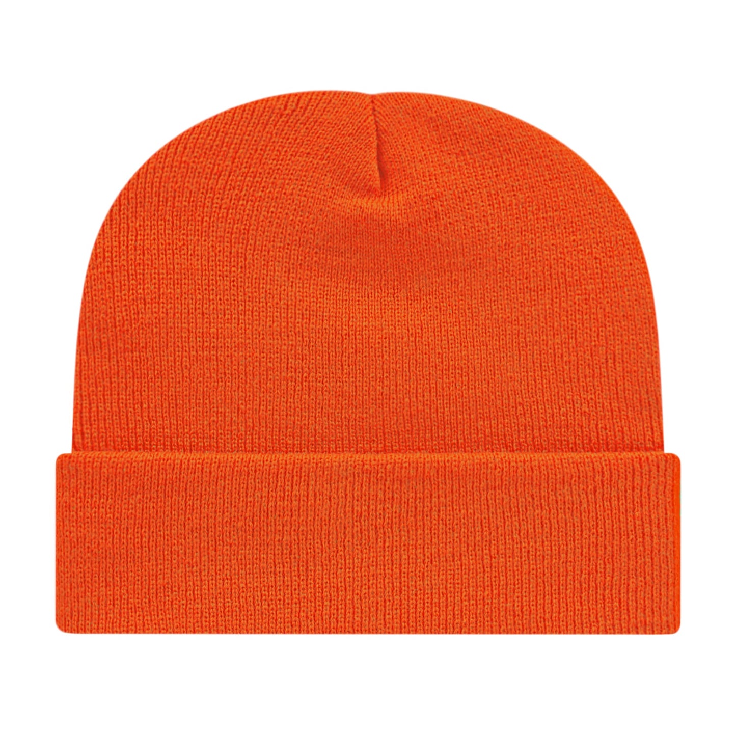 Front View of Orange Cap America Knit Cap with Cuff plain