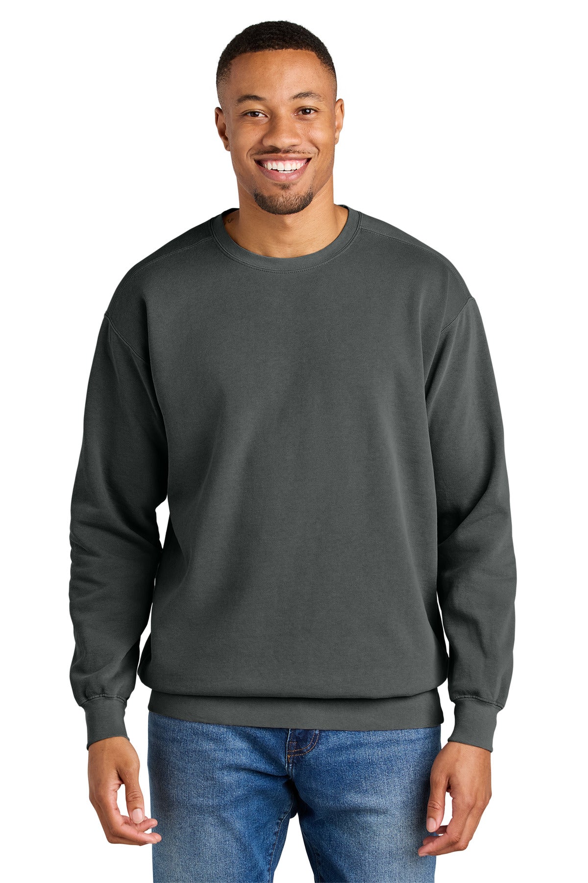 Front View of Pepper COMFORT COLORS Ring Spun Crewneck Sweatshirt. 1566