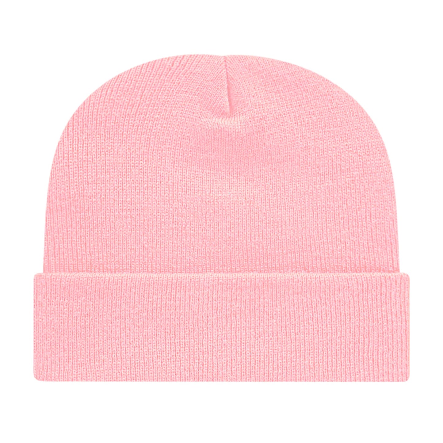 Front View of Pink Cap America Knit Cap with Cuff plain