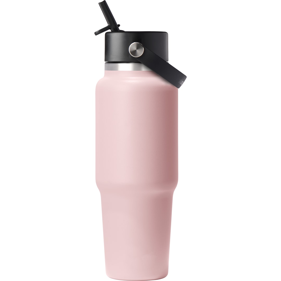 Front View of Pink Hydro Flask® Travel Bottle w/ Flex Straw Cap 32oz plain