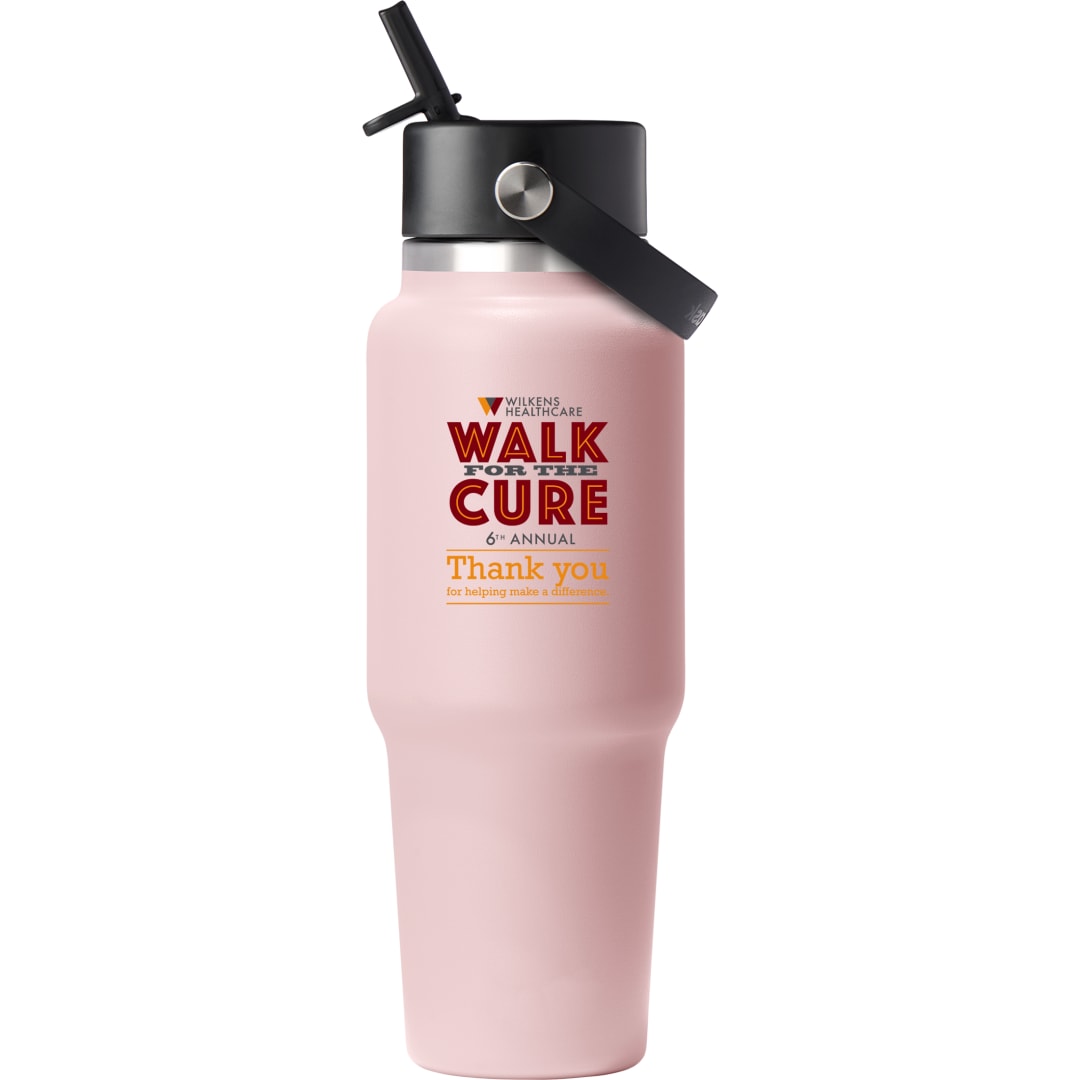 Front View of Pink Hydro Flask® Travel Bottle w/ Flex Straw Cap 32oz