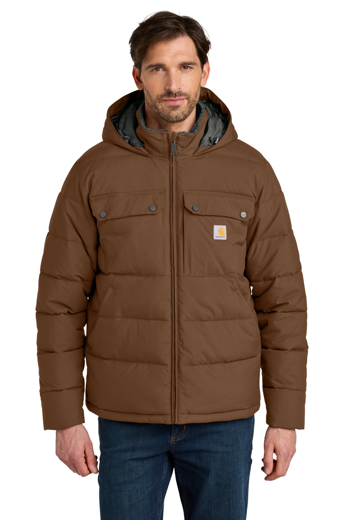 Front View of RedDuckBrn Carhartt Montana Insulated Hooded Jacket CT107082