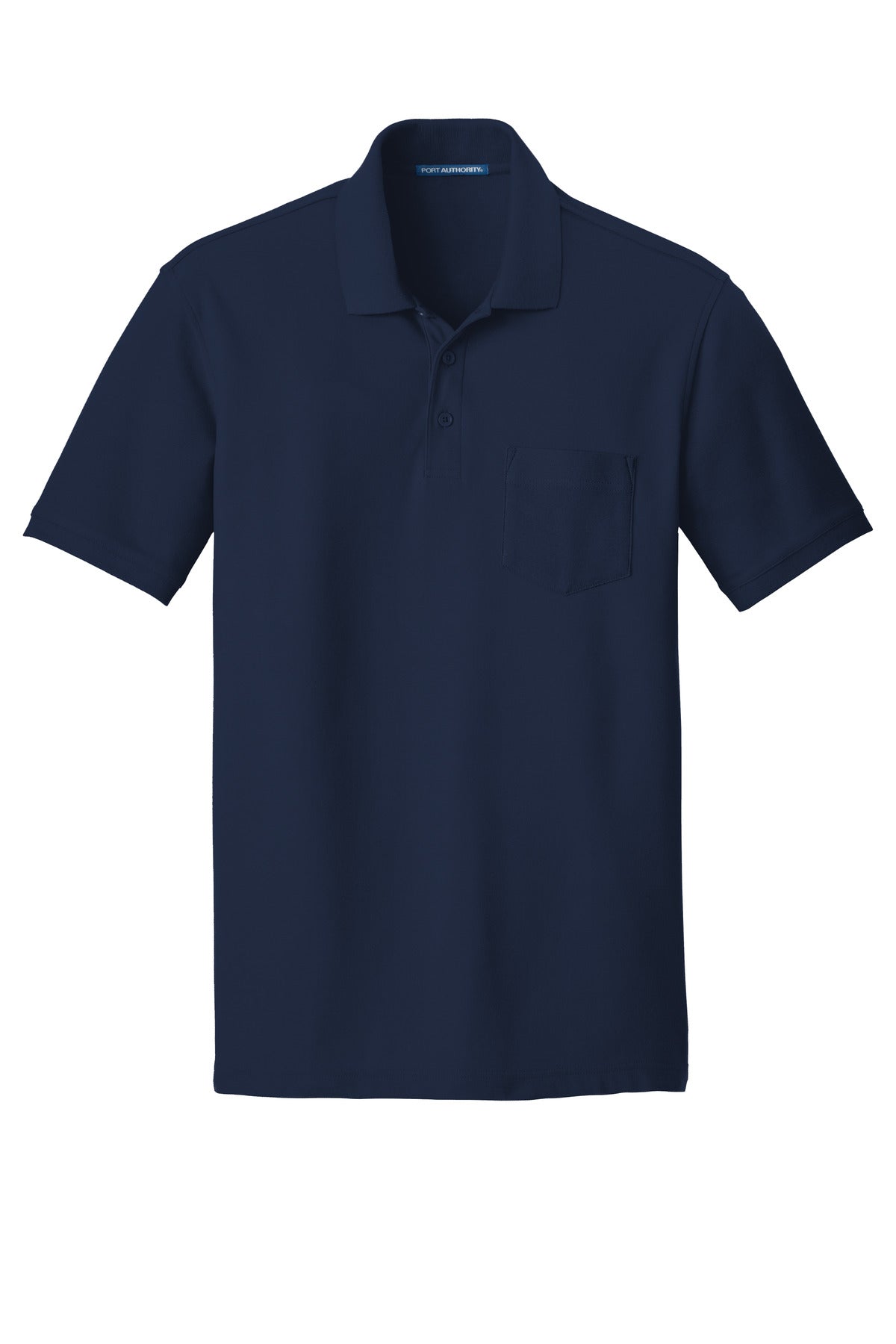 Front View of River Blue Nvy Port Authority Core Classic Pique Pocket Polo. K100P