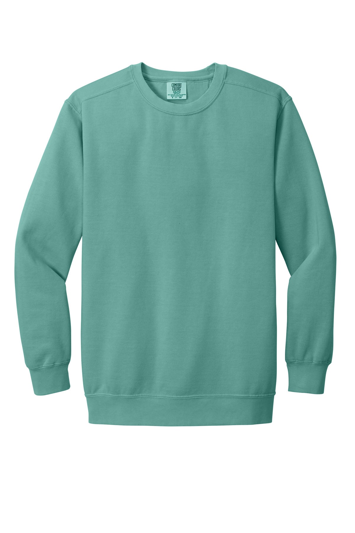 Front View of Seafoam COMFORT COLORS Ring Spun Crewneck Sweatshirt. 1566