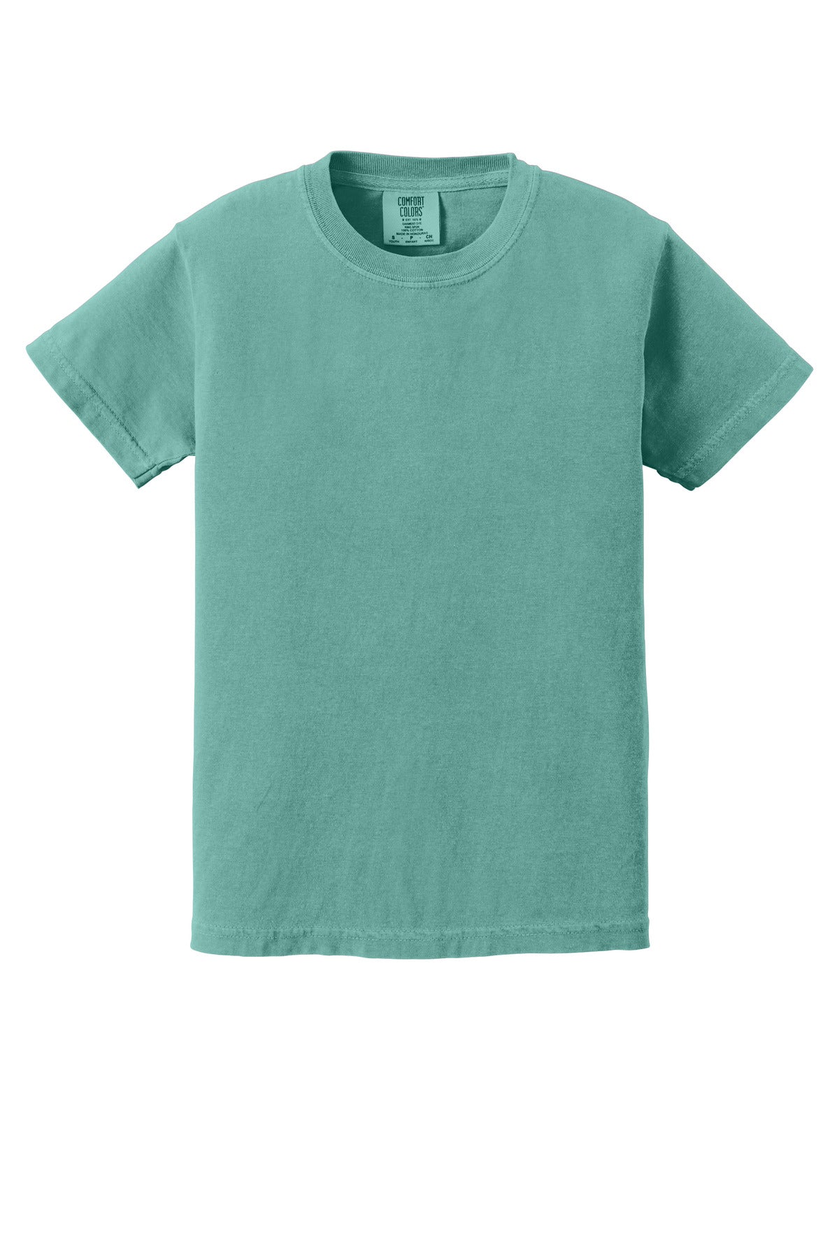 Front View of Seafoam COMFORT COLORS Youth Heavyweight Ring Spun Tee. 9018