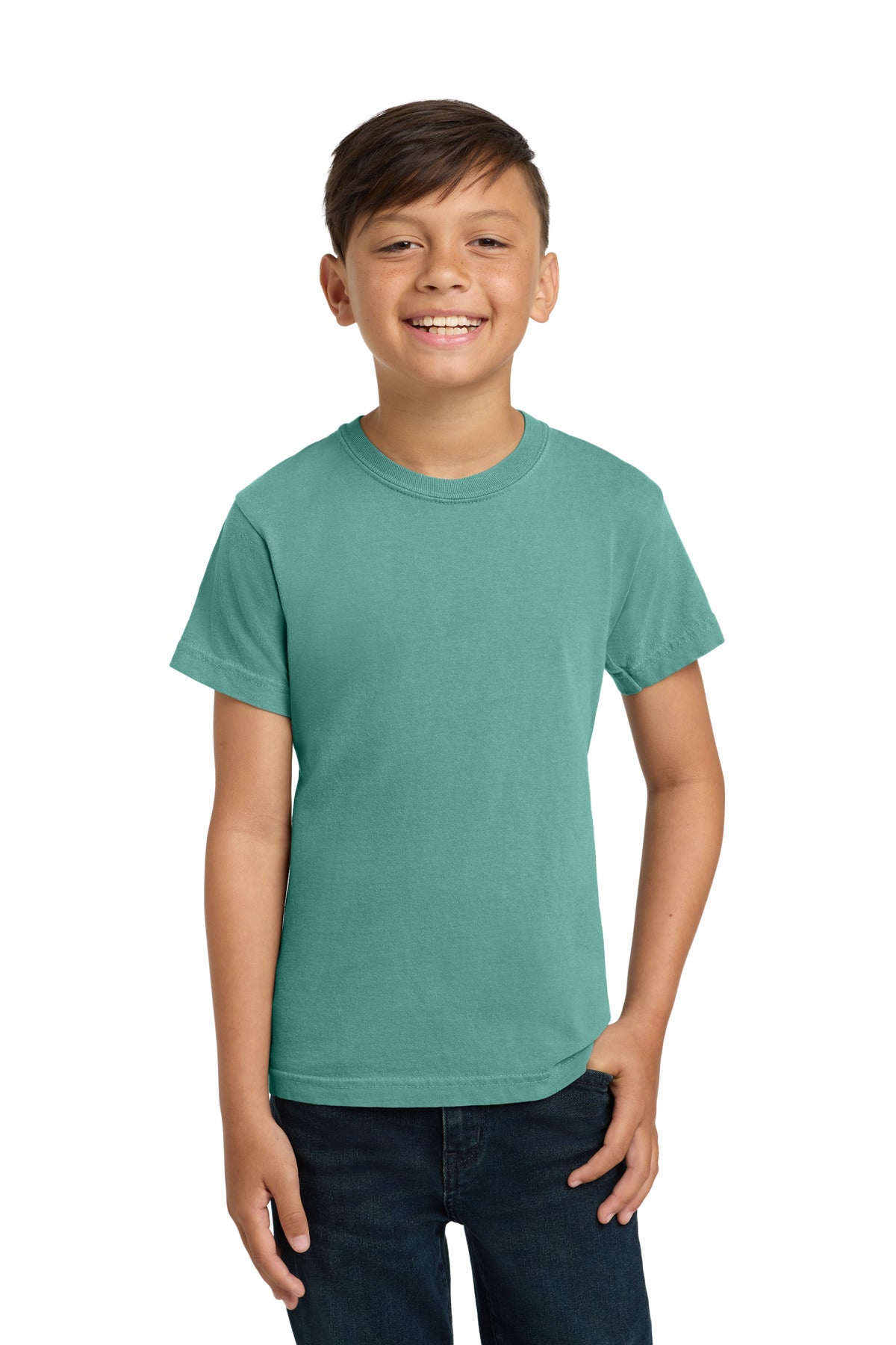 Front View of Seafoam COMFORT COLORS Youth Heavyweight Ring Spun Tee. 9018