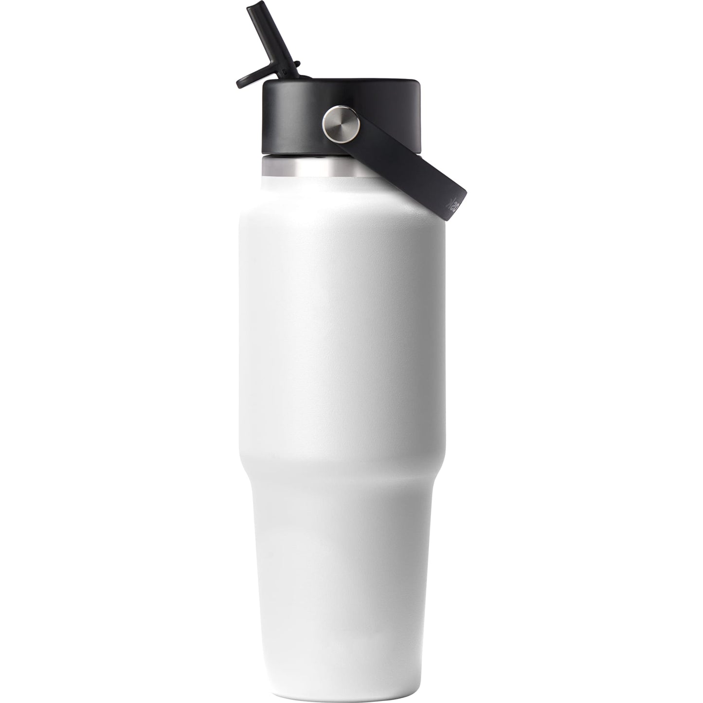 Front View of White Hydro Flask® Travel Bottle w/ Flex Straw Cap 32oz plain