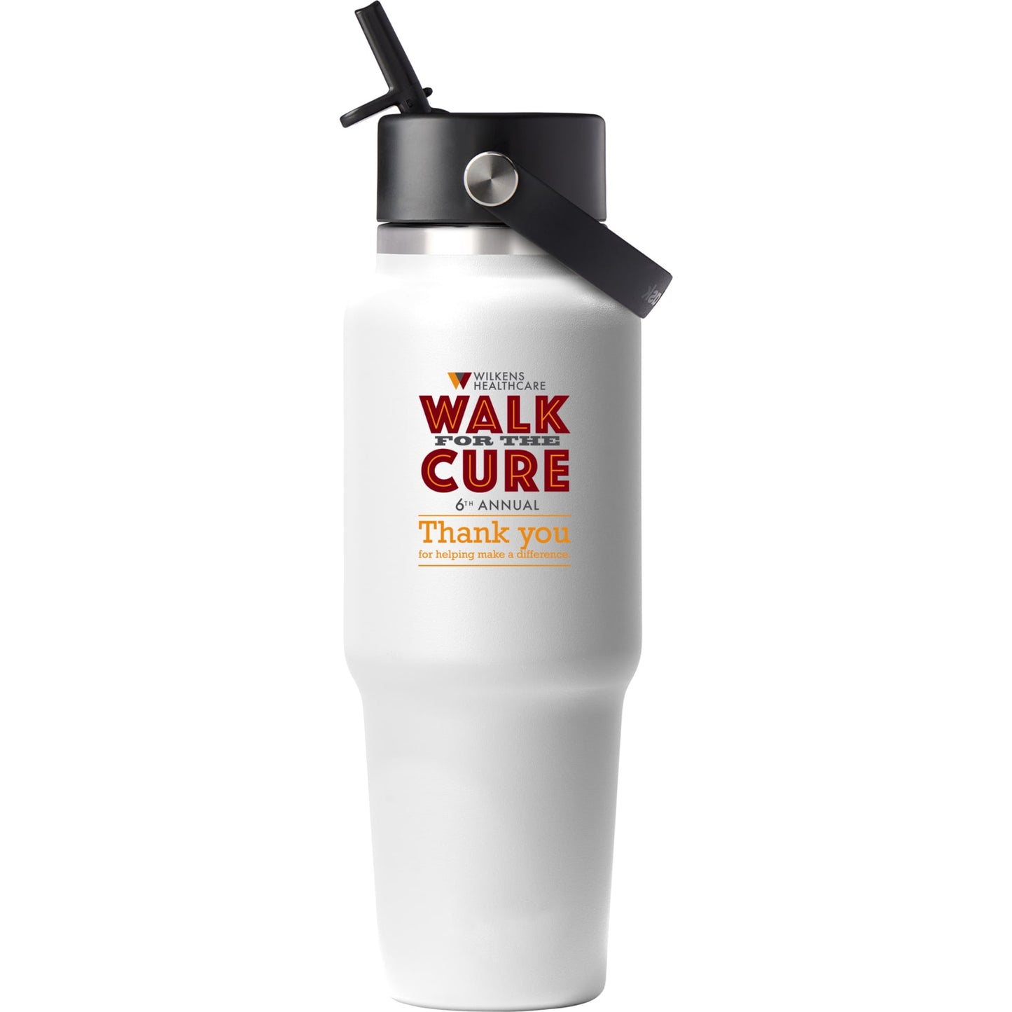 Front View of White Hydro Flask® Travel Bottle w/ Flex Straw Cap 32oz